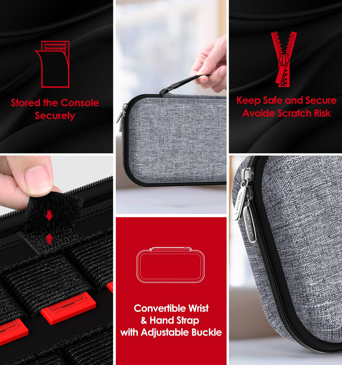 ivoler Carry Case for Nintendo Switch 2 (2025 Model) – Protective Portable Hard Shell Pouch Carrying Travel Game Bag for Nintendo Switch 2 Accessories Holds 12 Game Cartridge– Black