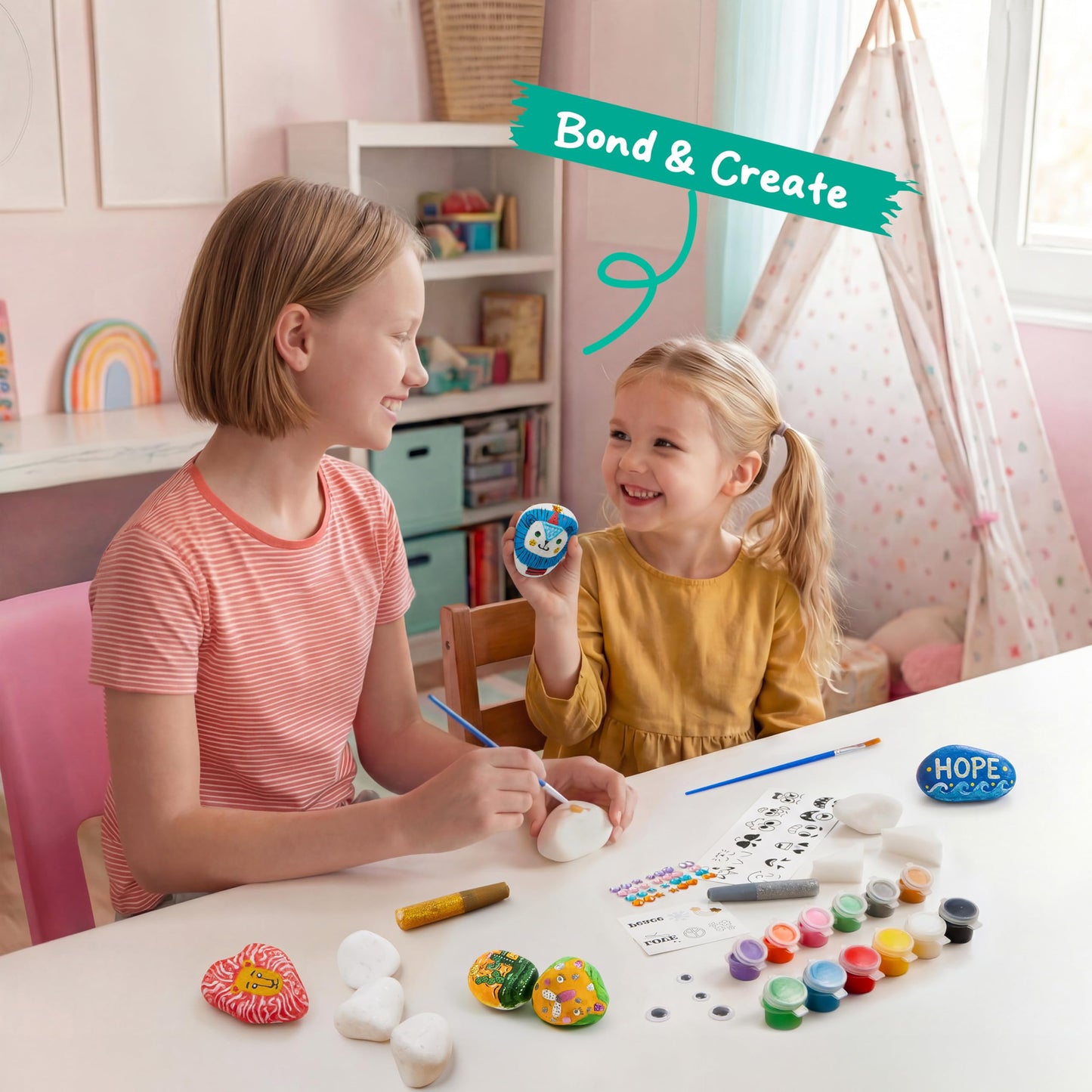 JOYIN Klever Kits Rock Painting Kit, Creativity Arts & Crafts, DIY Supplies,Spring Crafts for Kids,Decorate Your Own Painting Craft,Family Outdoor Indoor Activity Birthday Presents