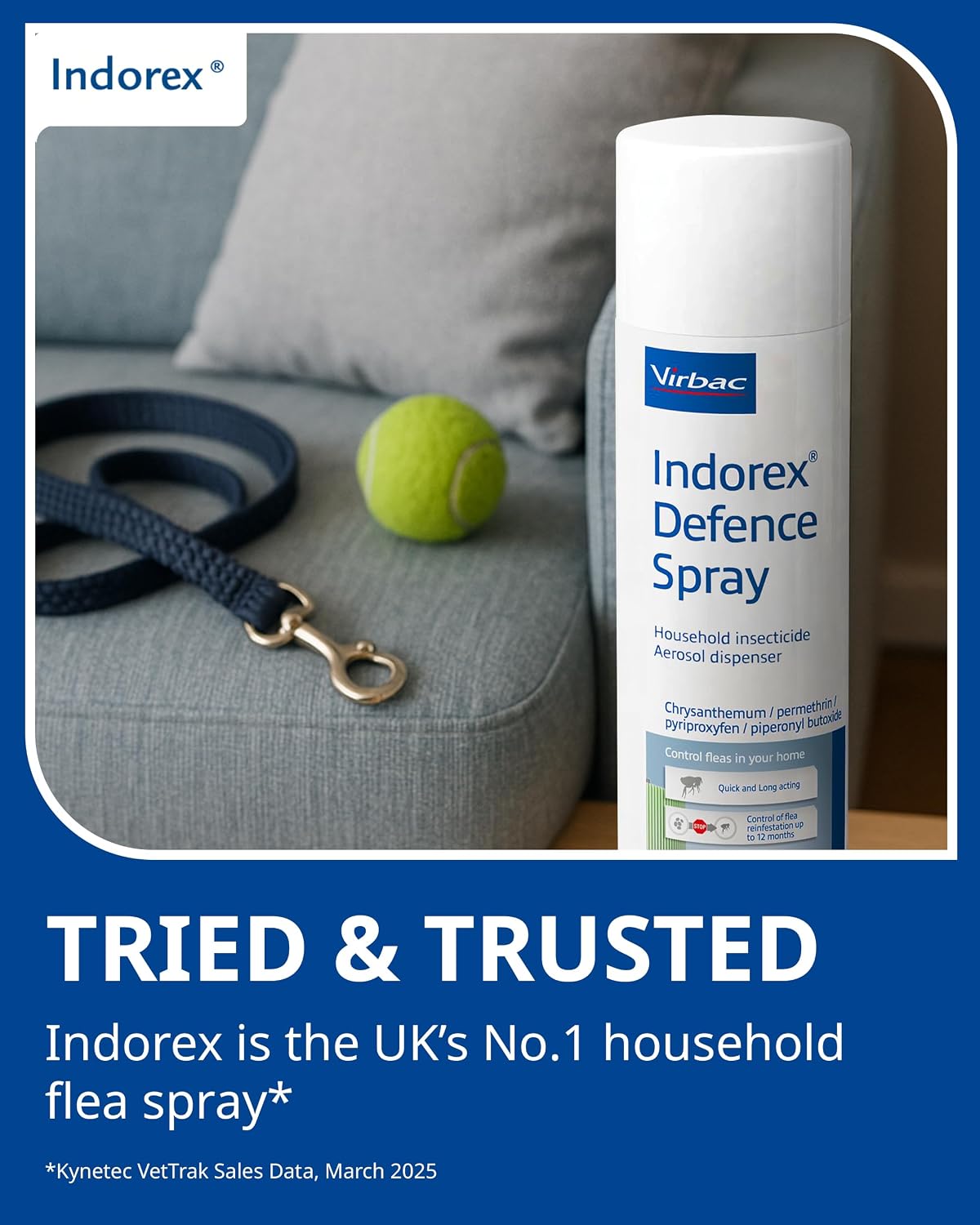 Virbac Indorex Defence Flea Spray for the Home | Kills Fleas | 2 x 500ml