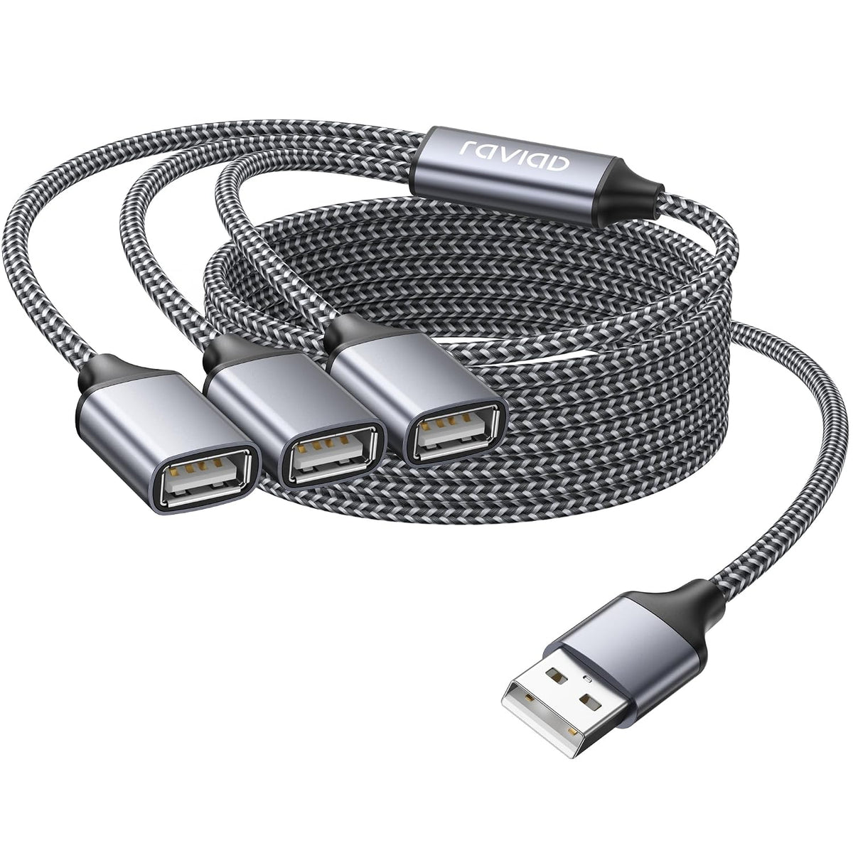 RAVIAD USB Splitter 3 Port, 1 Male to 3 Female USB 2.0 Extension Cable 1M