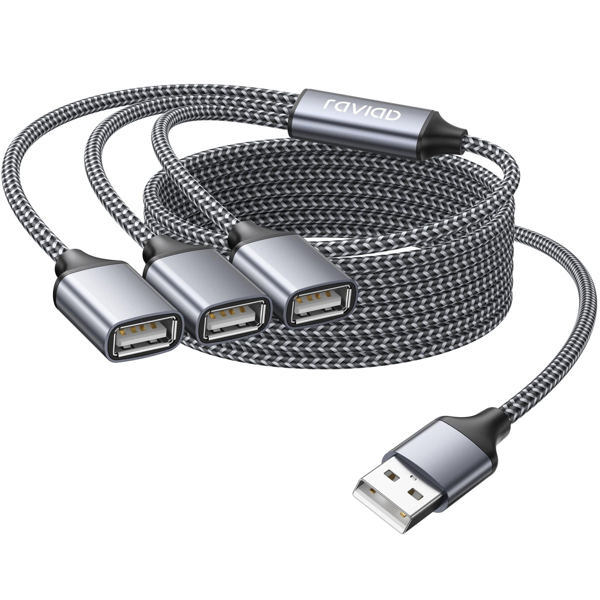 RAVIAD USB Splitter 3 Port, 1 Male to 3 Female USB 2.0 Extension Cable 1M