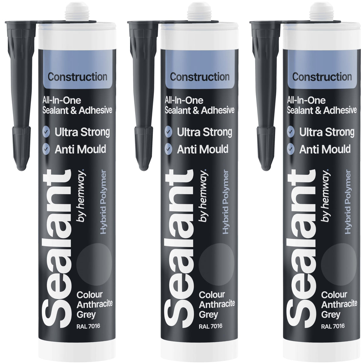 Hemway Kitchen & Bathroom Crystal Clear Sealant & Adhesive 300ml 3 Pack
