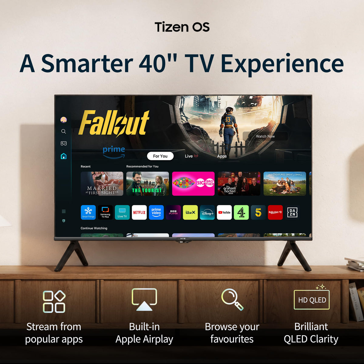 HYE 50" LED Smart TV - 4K Ultra HD, Samsung Tizen OS & Gaming Hub, Black