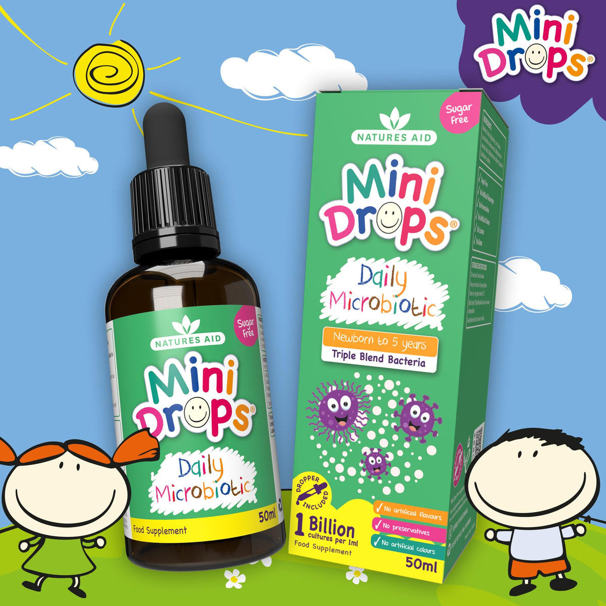 Natures Aid Mini Drops Multi-Vitamin for Babies, Kids & Children 50ml