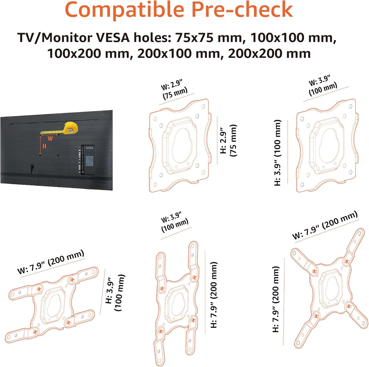 Amazon Basics TV Wall Mount, Full Motion Swivelling Tilting TV Bracket for 12-40 Inch Flat and Curved TV or Monitor up to 36 kg, Max VESA 200x200 mm, Black