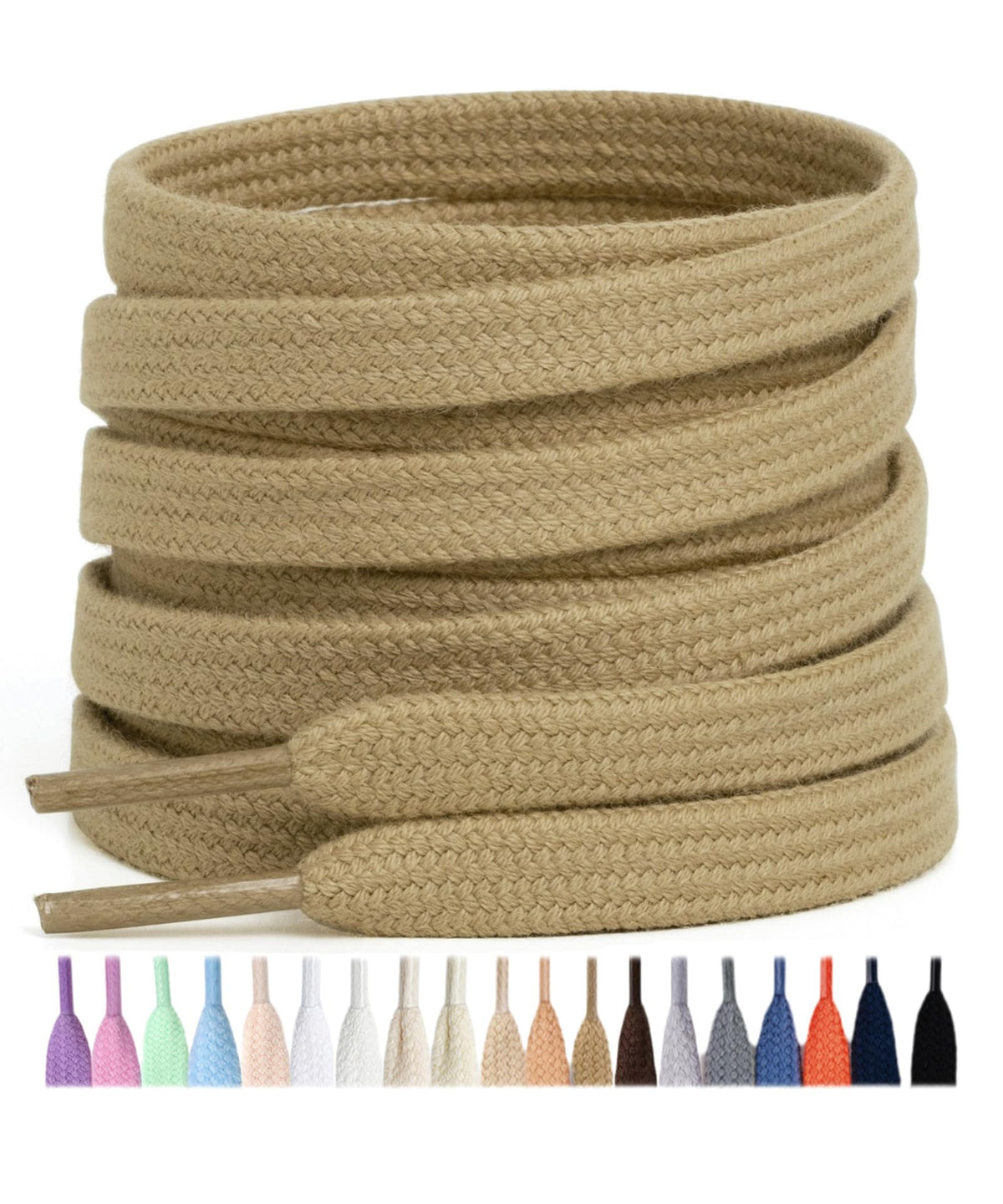 Stepace 2 Pairs Cotton Flat Shoe Laces 8mm Wide Shoelaces for Sneaker