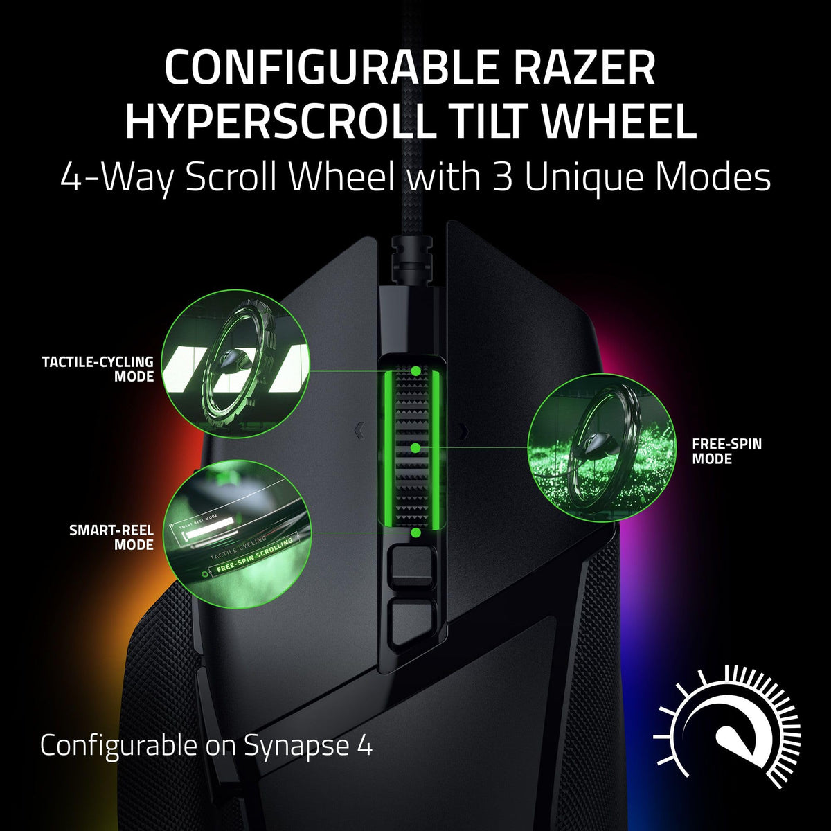 Razer Basilisk V3 - Wired Customisable Gaming Mouse (10+1 Programmable Buttons, HyperScroll Tilt Wheel, 11 Chroma RGB Lighting Zones, Optical Mouse Switches, Focus+ 26K DPI Optical Sensor) Black