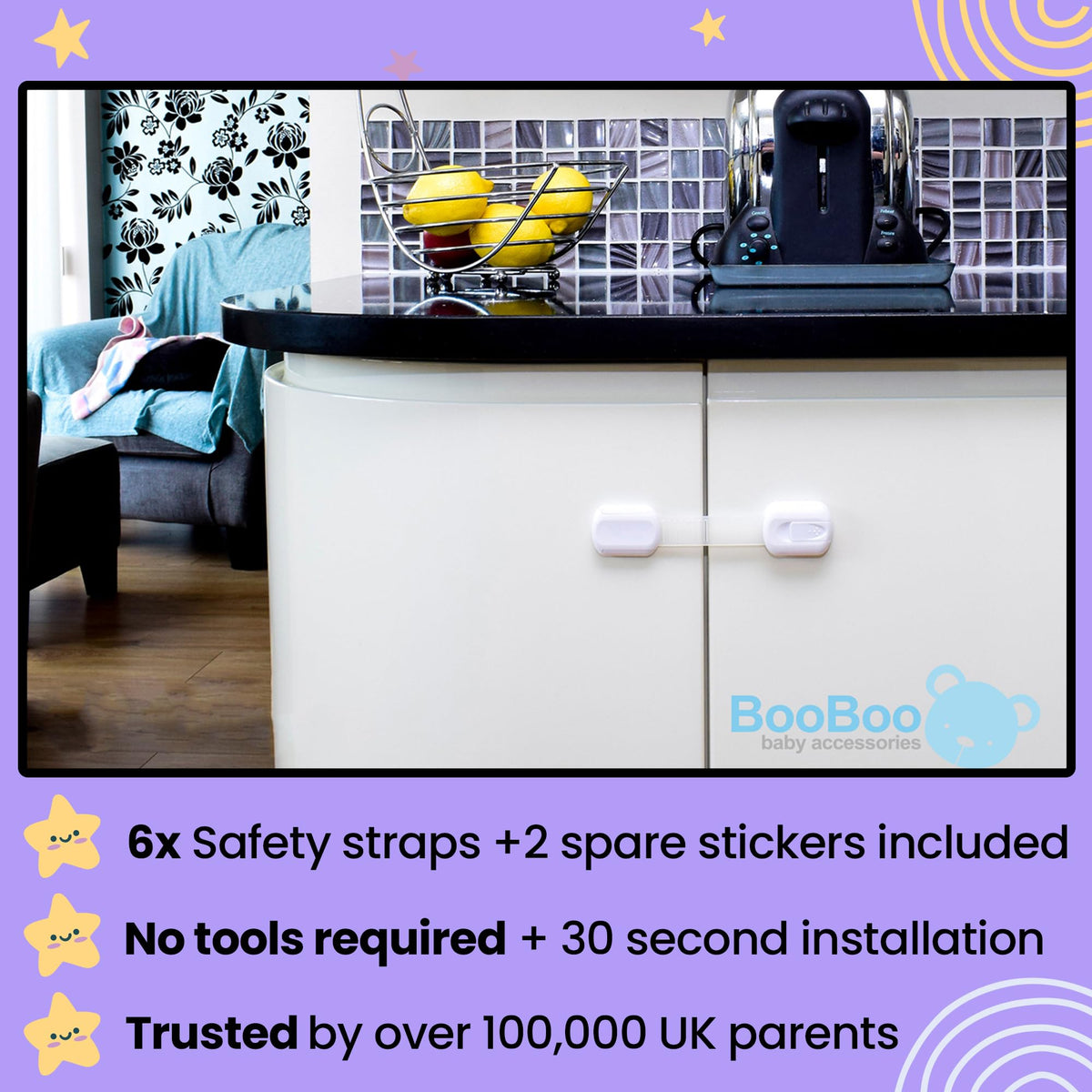 BooBoo Baby 10 Pack Premium Child Locks for Kitchen Cupboards