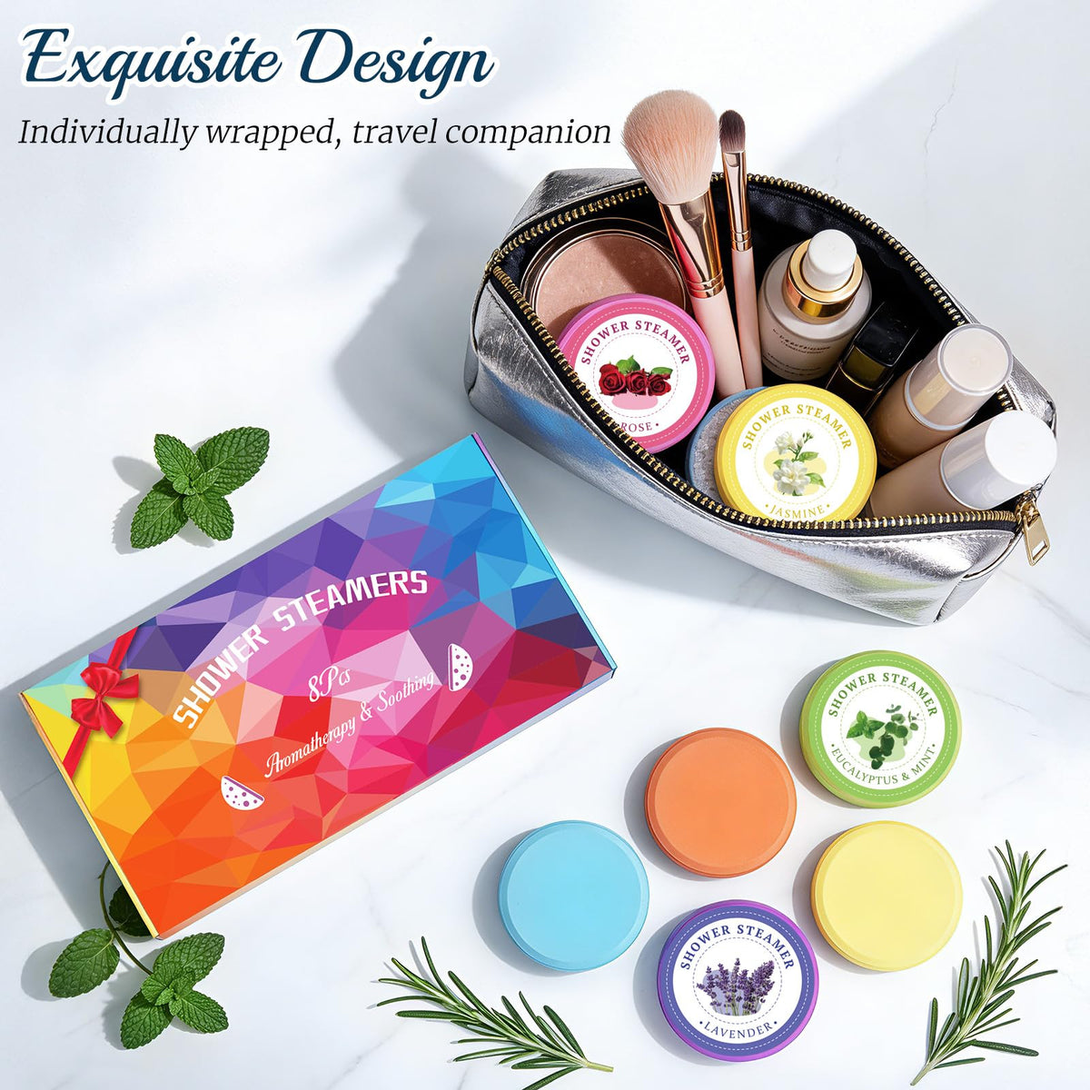 Linkax Shower Steamers Aromatherapy 8 Pcs, Christmas Gift for Women Purple