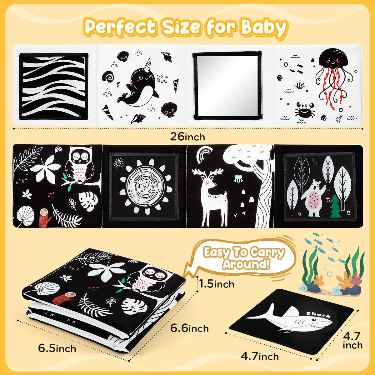 URMYWO Baby Toys, Black and White Sensory Toys Brain Development