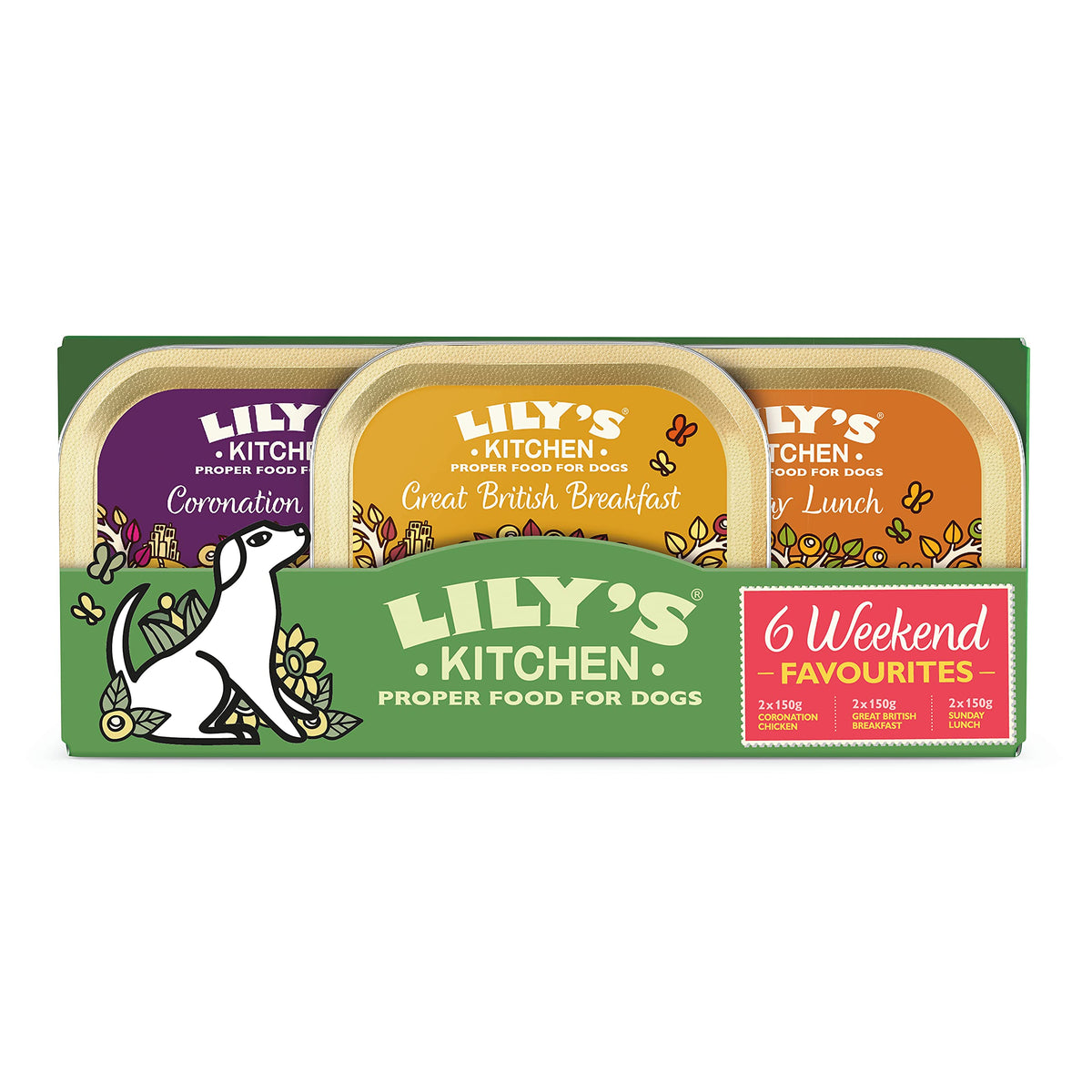 Lily's Kitchen Natural Adult Dog Food Wet Trays - Classic Dinners Multipack - Chicken, Lamb & Beef - Complete Meal Recipes (6 Trays x 150g)