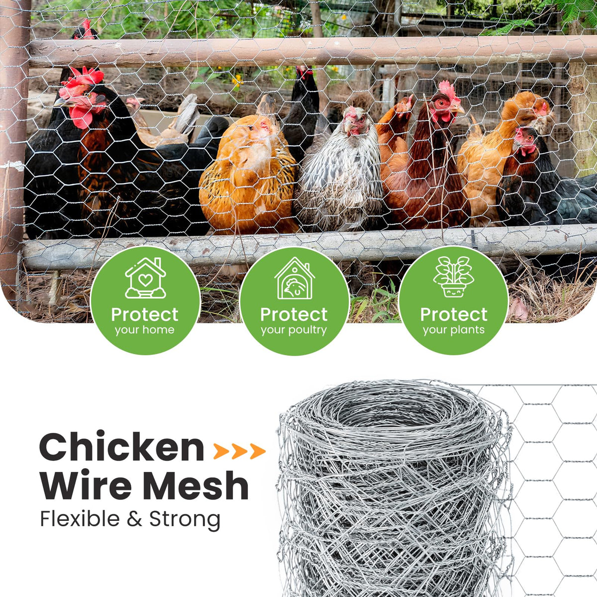 Chicken Wire, Chicken Wire Mesh Roll 35cm x 1m, Anti-Rust Hexagonal Galvanized Chicken Wire Mesh for DIY, Pet Rabbit Chicken Fencing