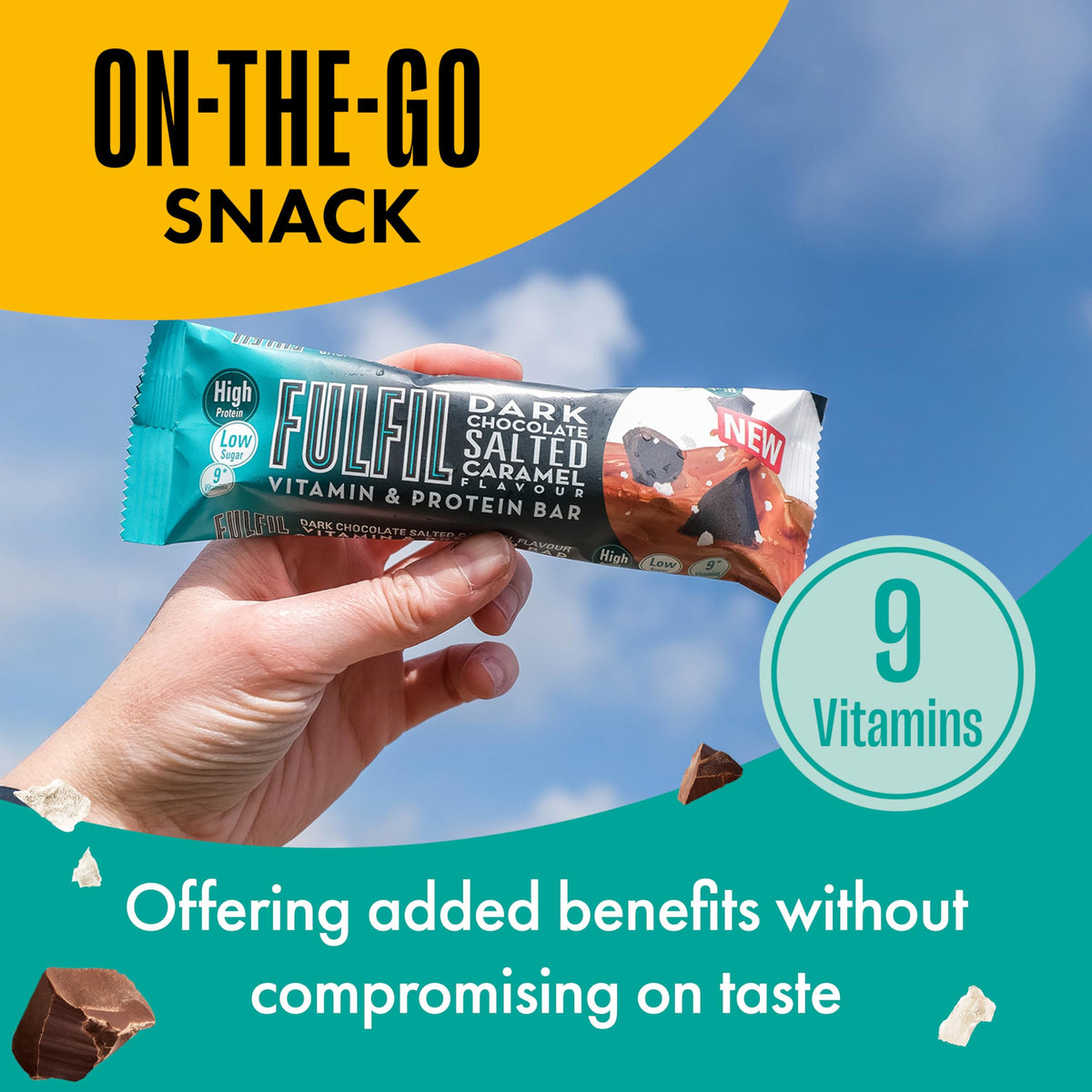 FULFIL Vitamin and Protein Bars, Chocolate Salted Caramel Flavour, 15 x 55g