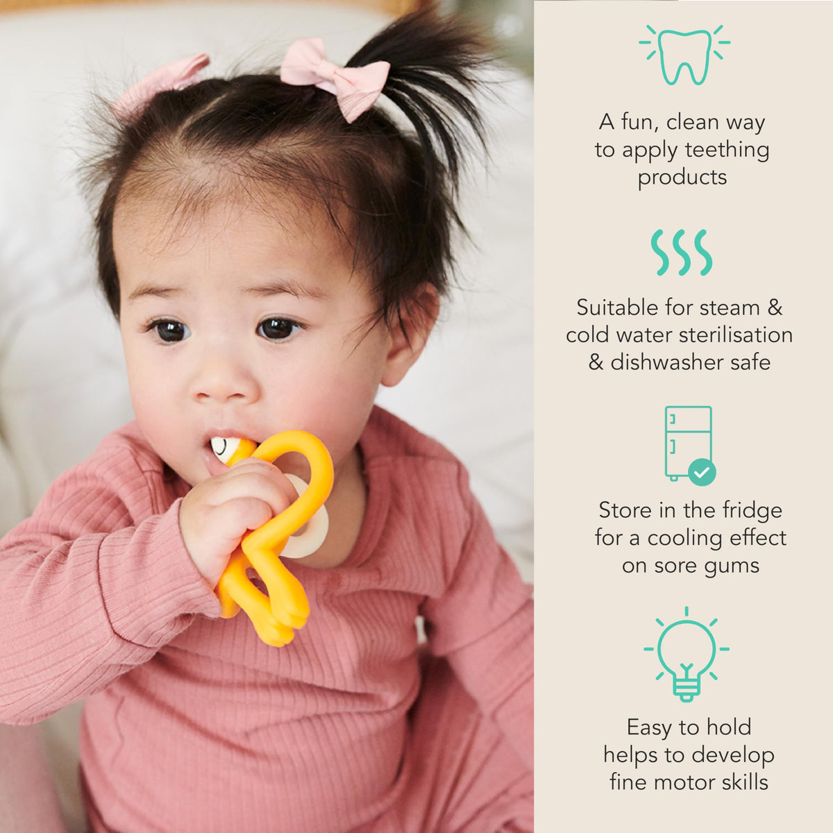 Matchstick Monkey Original Teether with Gel Applicator, Hearts
