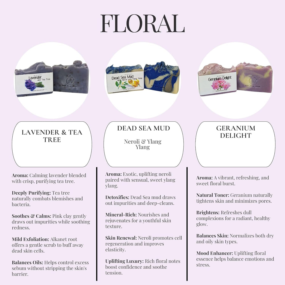 Handmade Natural Soap Bar Set | UK Artisan Cold Processed Vegan Soaps | Organic, Cruelty-Free, Palm Oil-Free | Essential Oil Scented | Floral, Herbal & Citrus Soap Gift Set (Floral)