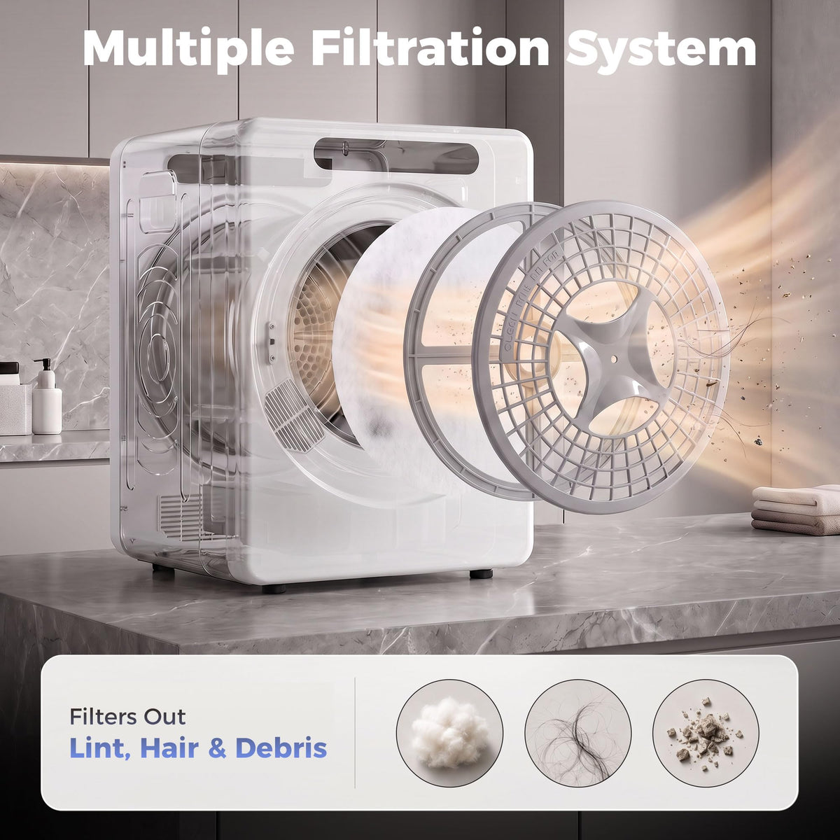 HOMCOM Vented Tumble Dryer 5kg Wet Laundry/3kg Dry Capacity 1000W Black