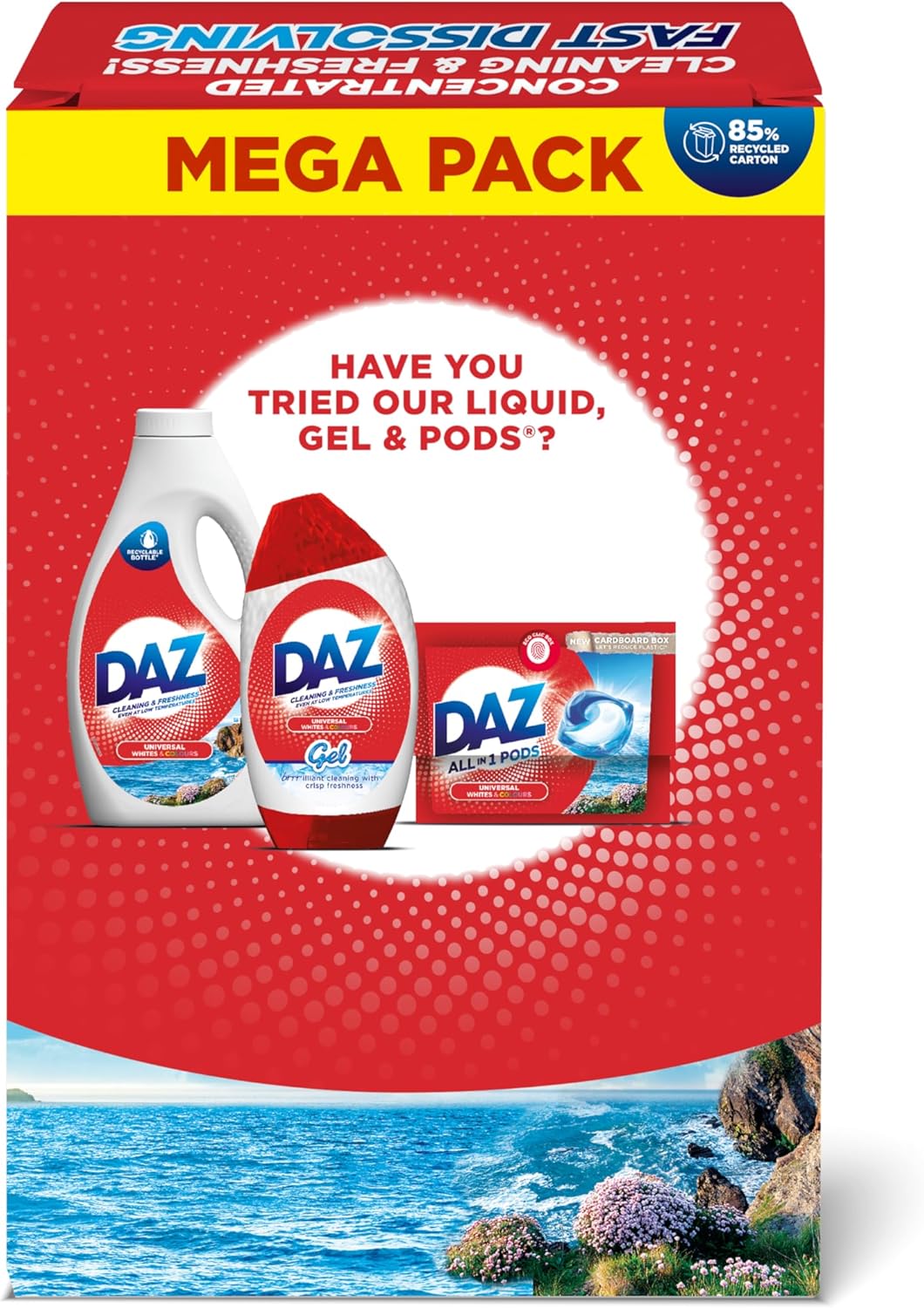 Daz Washing Powder 125 Washes – Family Pack Laundry Detergent for Brilliant Whites & Powerful Stain Removal – Long Lasting, Fresh Scent. 6.25kg