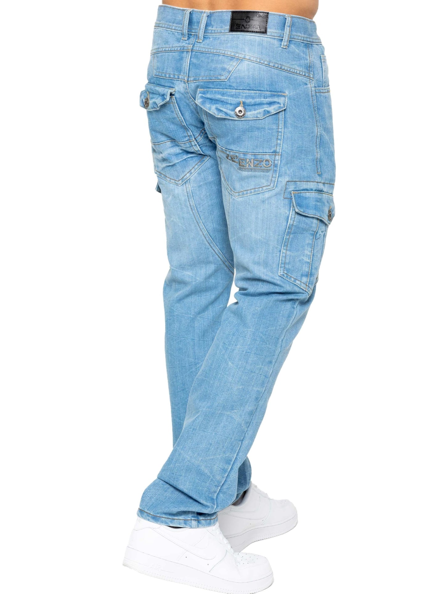 989Zé ENZO Mens Jeans Straight Leg Regular Fit Casual Cotton Denim Pants Trousers All Waist Sizes