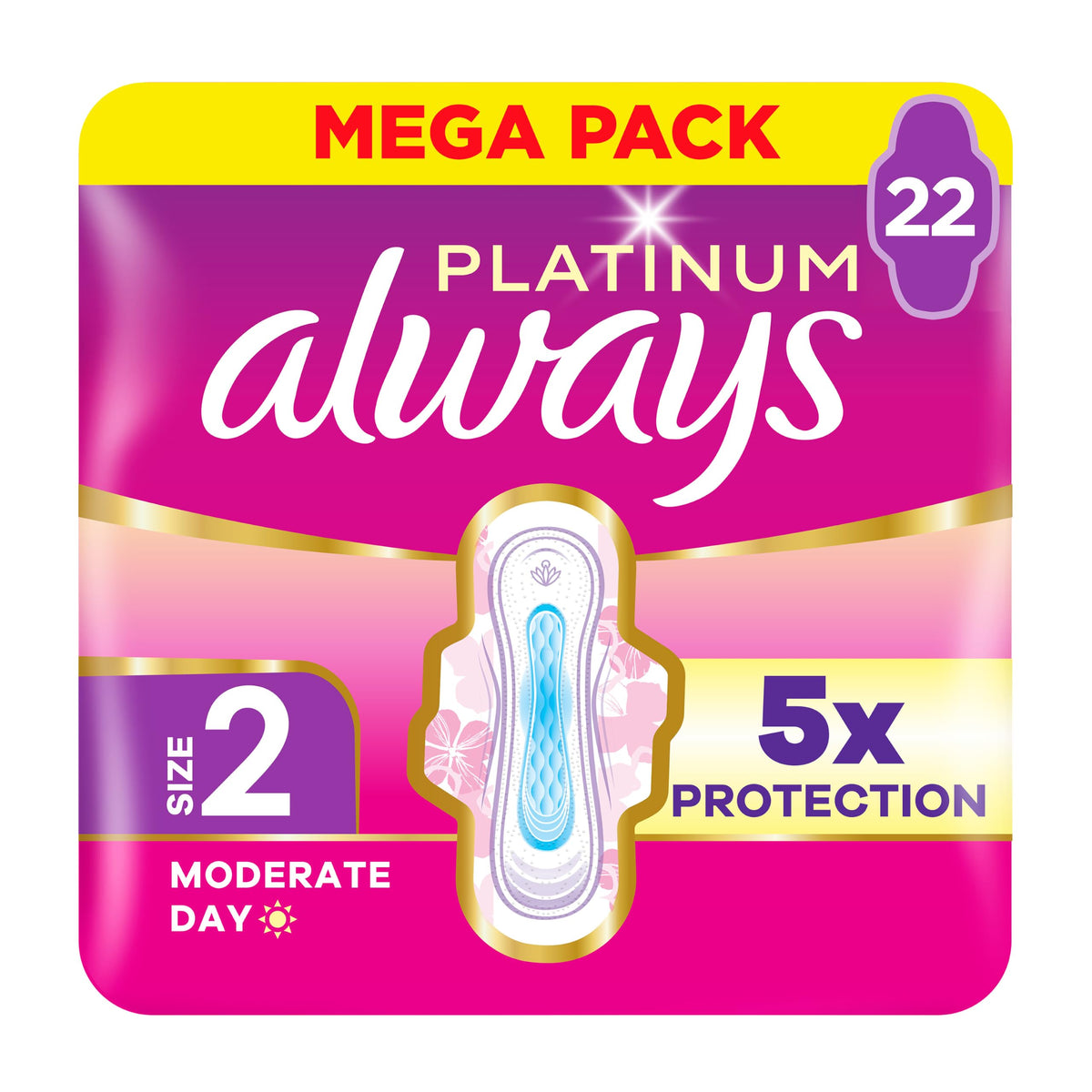 Always Platinum Secure Night Extra (Size 5) Sanitary Towels with Wings 16 Pads