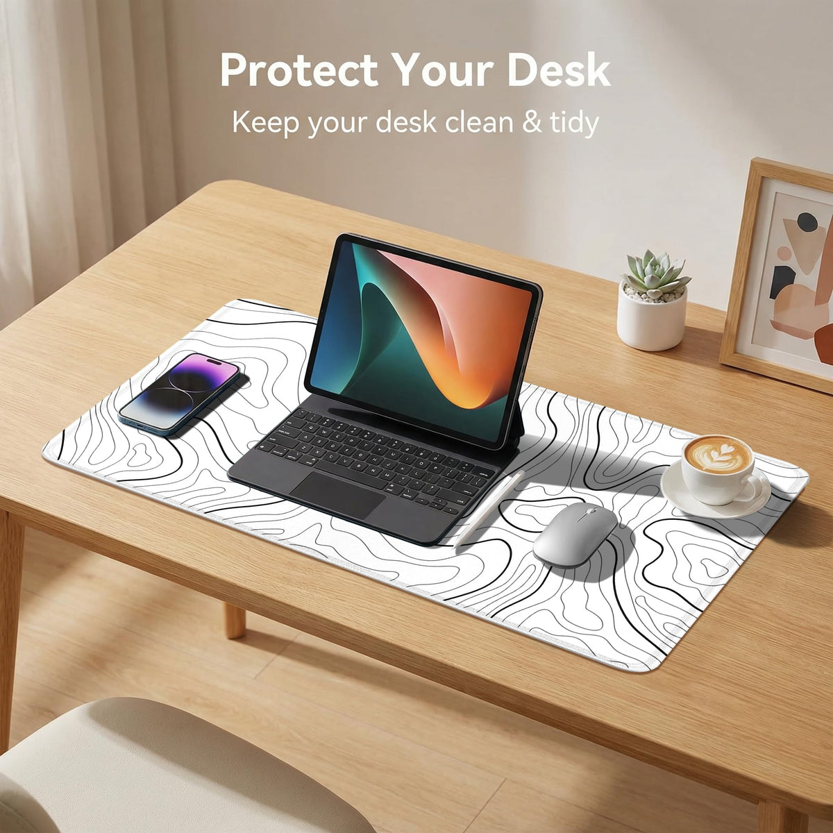 Rcege Large Gaming Mouse Pad Extended Desk Mat with Non Slip Stitched Edge