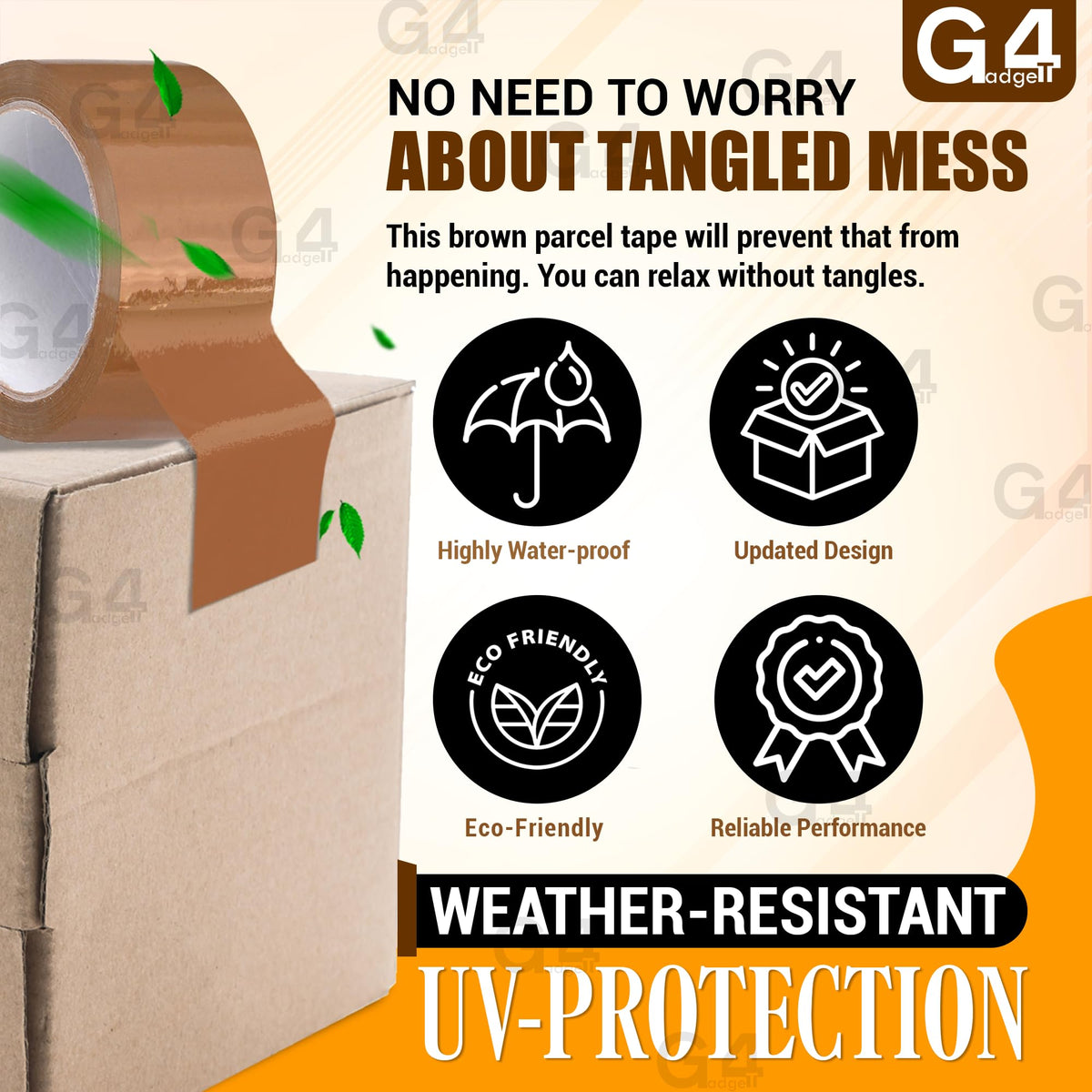 G4GADGET Pack of 3 Clear Packing Tape - Heavy Duty Transparent Tape 48mm x 66m - Ideal for Moving, Packing Boxes, and Secure Packaging