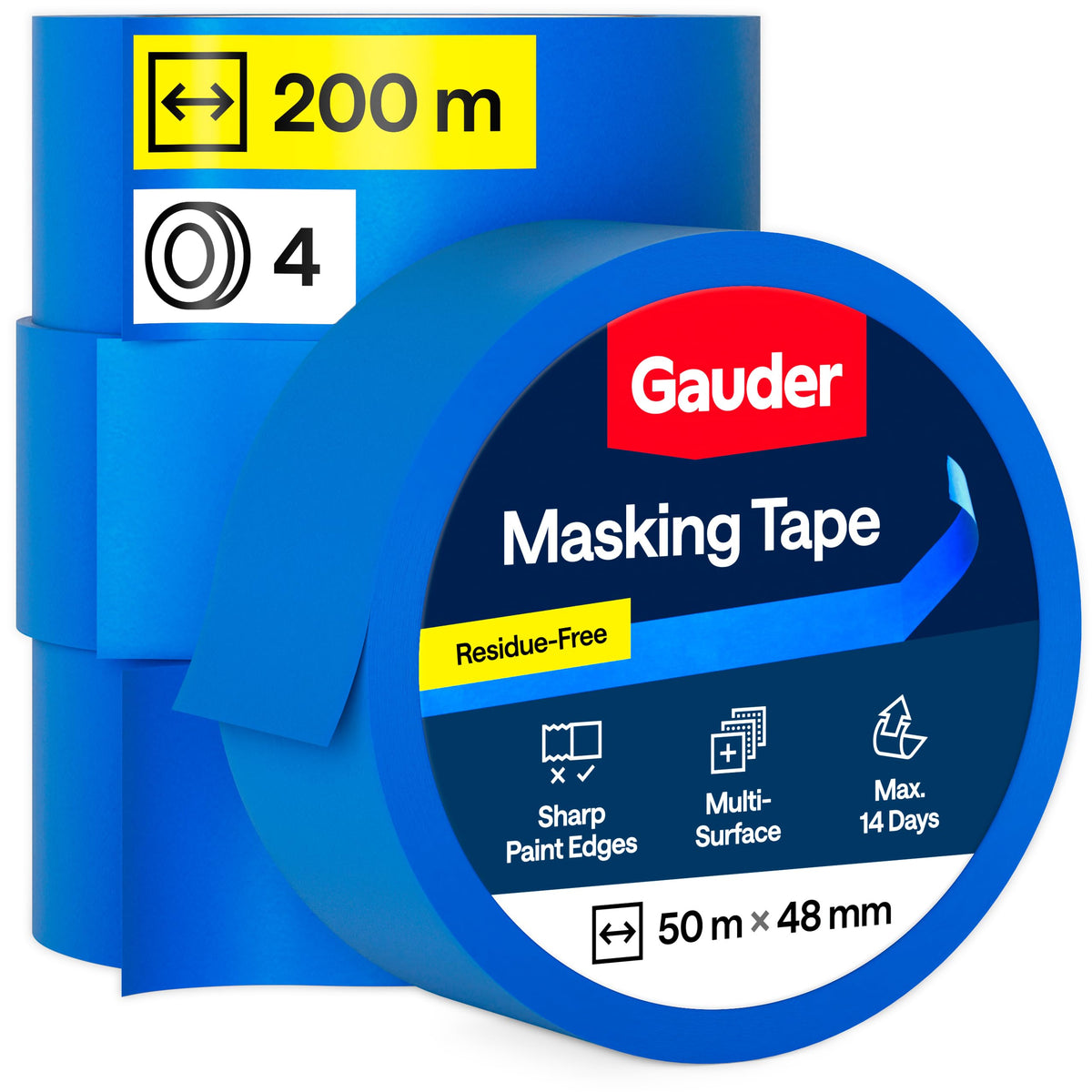 GAUDER Masking Tape for Painting, Blue Painters Tape (1 pc, 24 mm x 50 m)