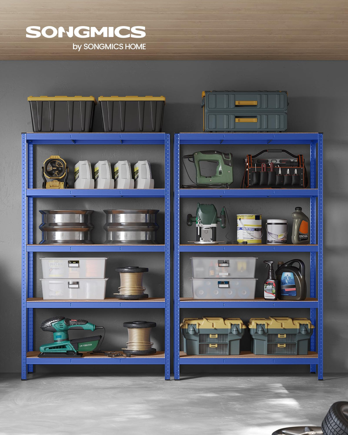 SONGMICS 5-Tier Heavy-Duty Shelving Units, Set of 2, Boltless Assembly