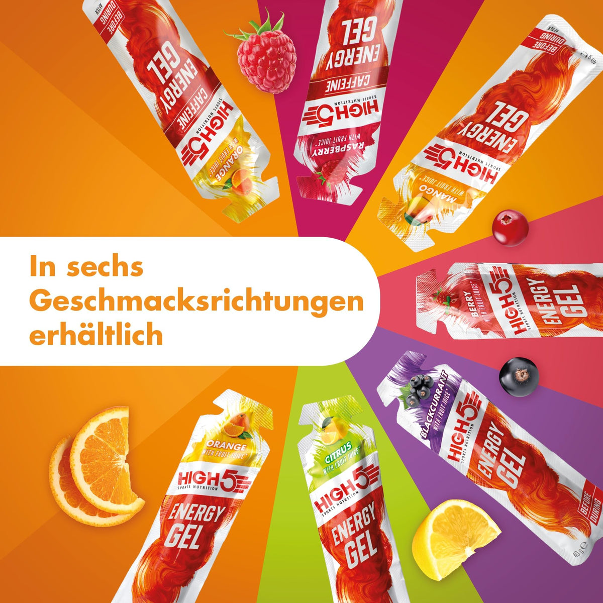 HIGH5 Energy Gels, Running Gel for Fast & Sustained Energy, Mixed, 8 x 40g