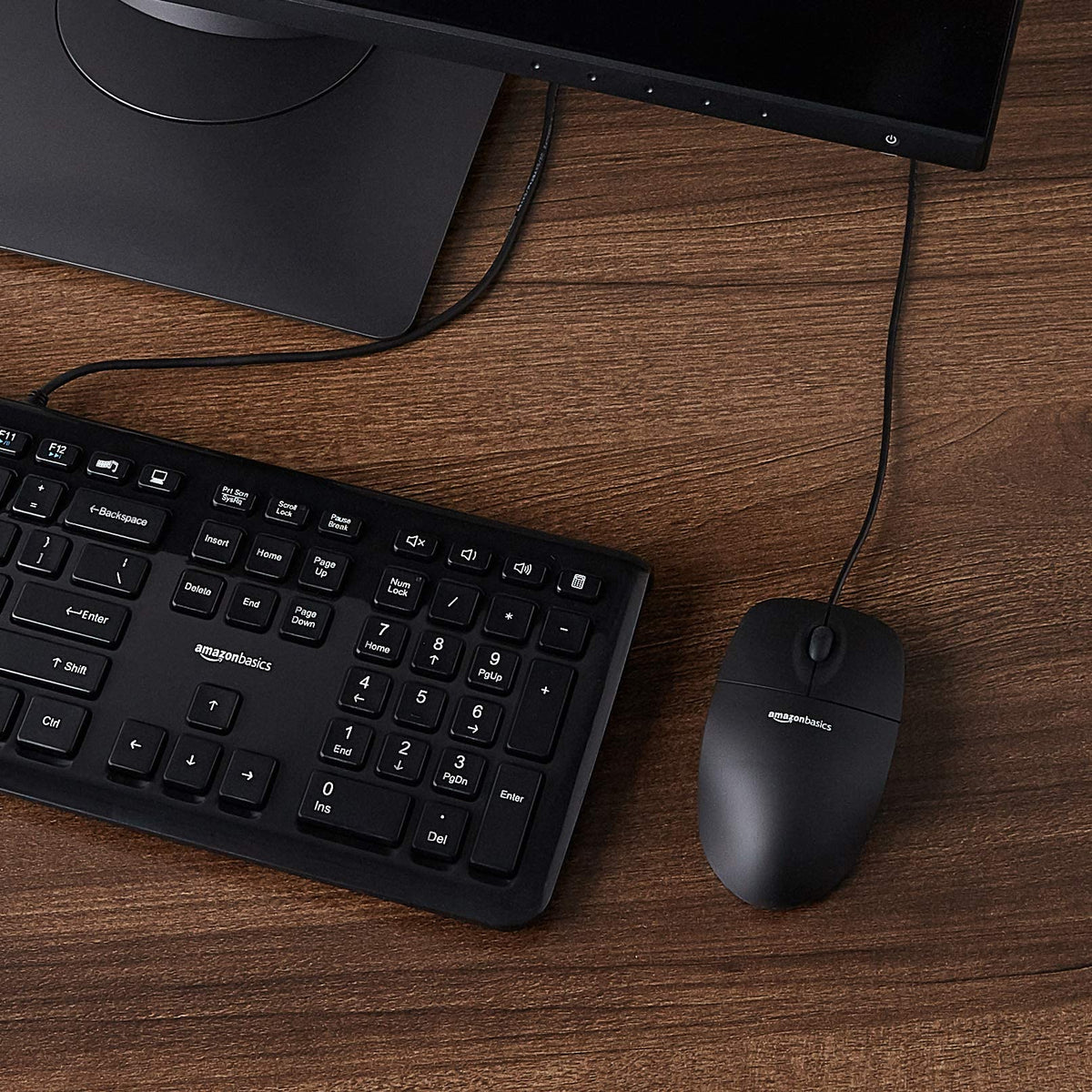 Amazon Basics Responsive and Precise 3-Button Wired USB Computer Mouse with Scrolling and Tracking, Single, Black