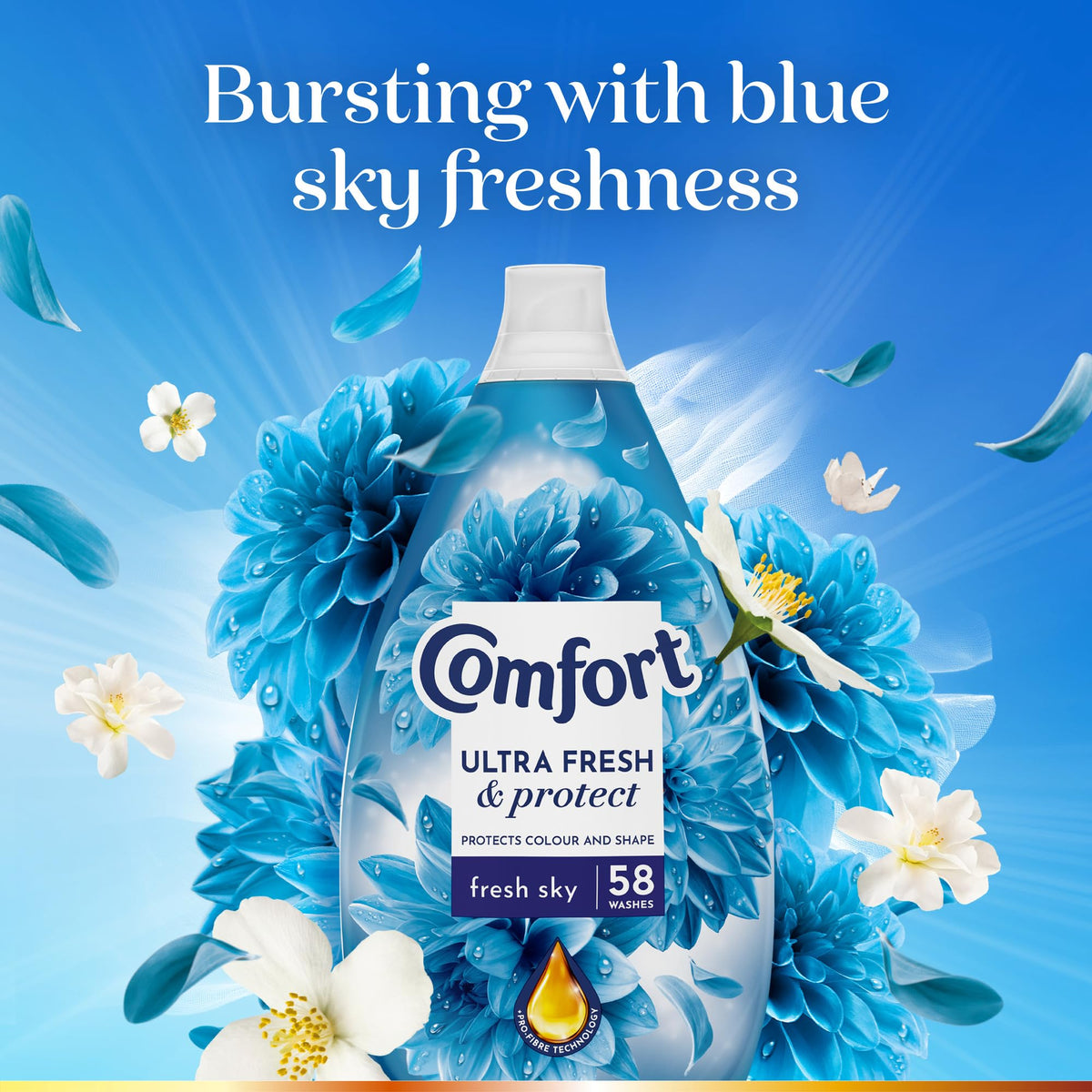 Comfort Pure Dreams Cashmere Soft Fabric Conditioner Dermatologist-Recommended Gentle Next to Sensitive Skin 48 washes(1.44 L) - Case pack of 6