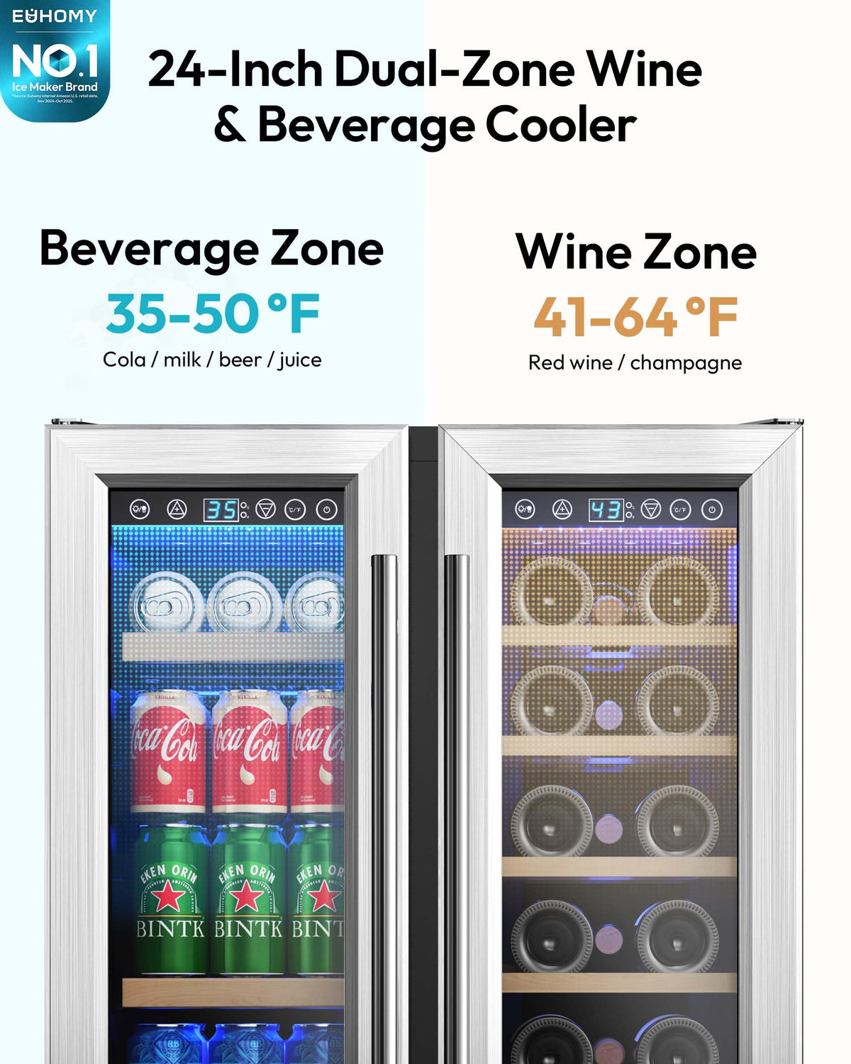 93L Under Counter Fridge, 38dB Ultra-Quiet Undercounter Mini Fridge, Black