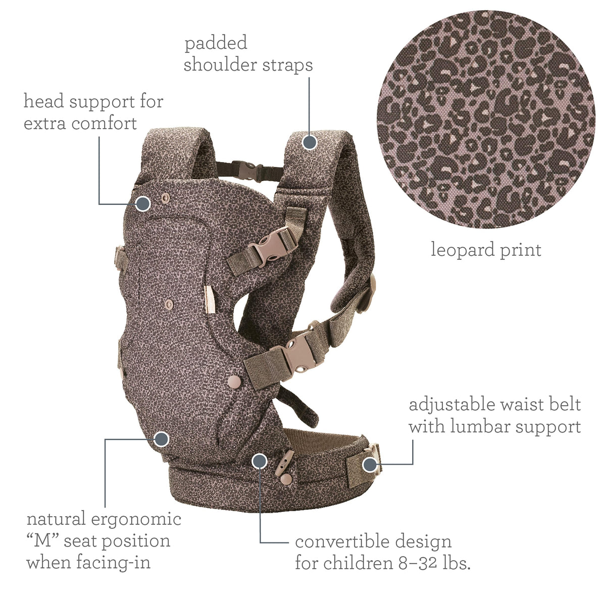 Infantino Flip Advanced 4-in-1 Baby Carrier - Ergonomic, Convertible, Face-in and Face-Out Front and Back Baby Carrier for Newborn to Toddler 3,6-14,5kg, Grey
