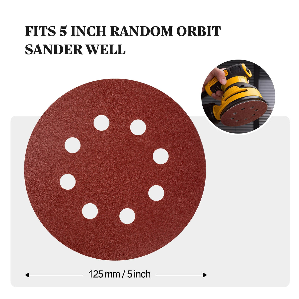 SATC Sanding Discs 150 Grit 110PCS Orbital Sander Discs 125mm Hook and Loop Round Orbital Sander Pads for Sanding
