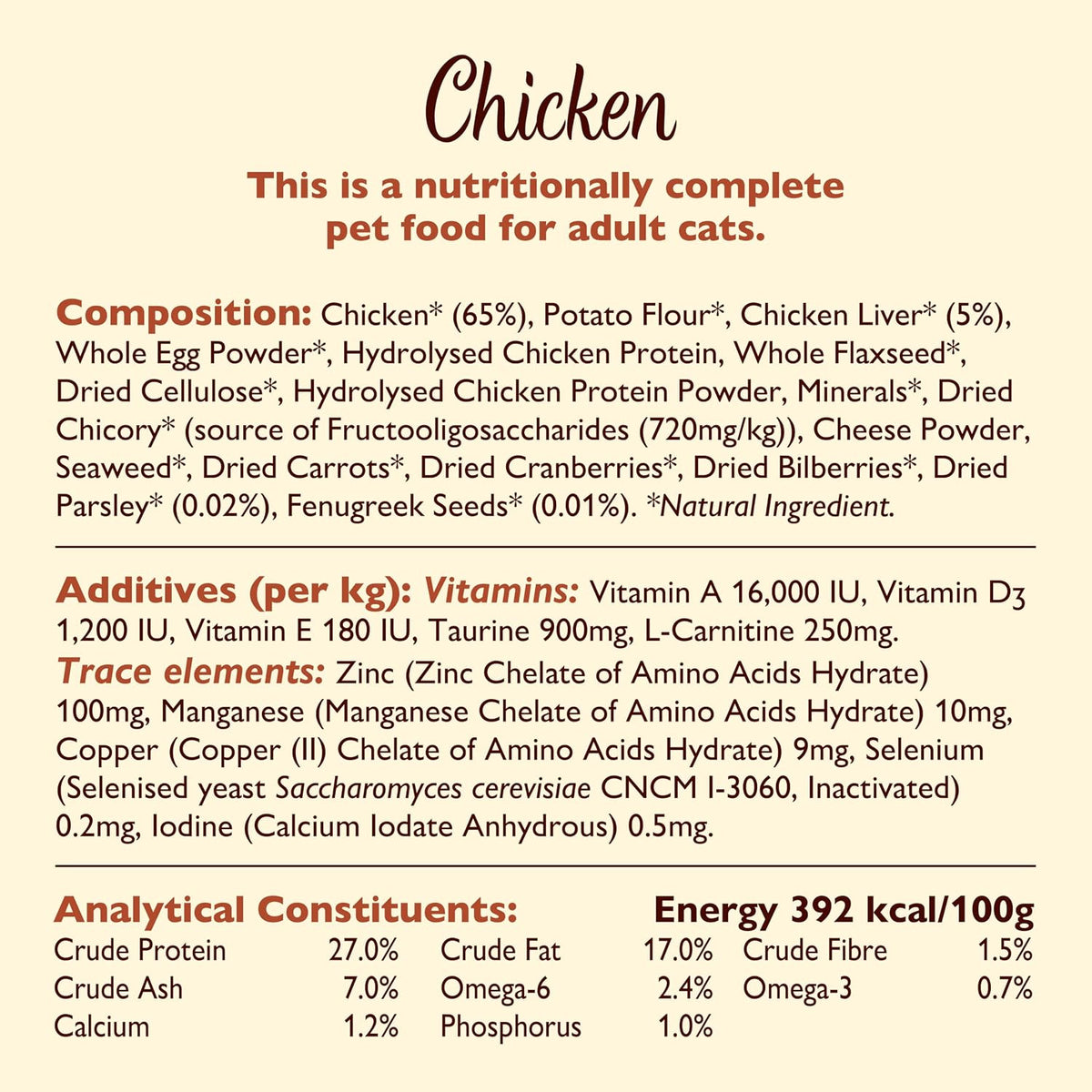 Lily’s Kitchen Chicken with Veggies, Complete, Adult Cat Dry Food (2kg), With Natural Ingredients, Grain-Free Recipe, Balanced Nutrition, Proper Kibble, Dry Cat Food Chicken