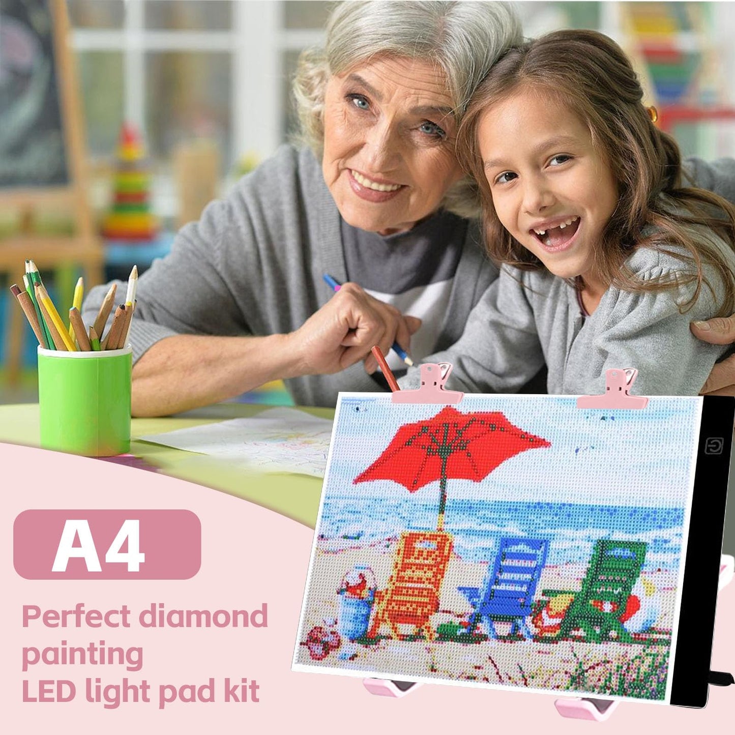 DNSGOOR 189Pcs All Inclusive Diamond Art Accessories Kit Diamond Painting A4 LED Light Pad Set with Diamond Art Sealer Glue Stand Storage Case Pens 5D Painting Tools for DIY Drill Craft