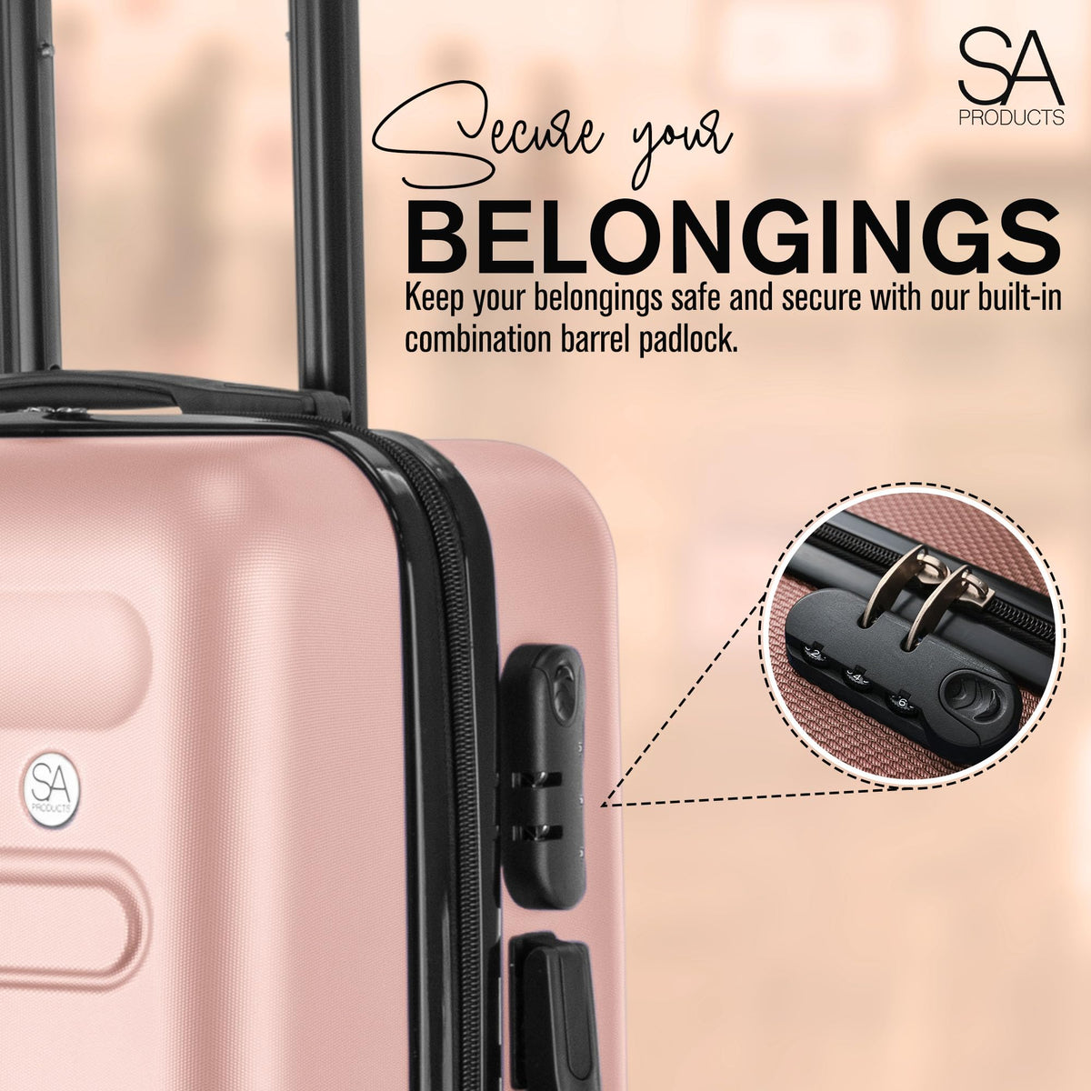 SA Products Cabin Suitcase - 34L Carry On Hard Shell Bag - 55x40x20 - Grey