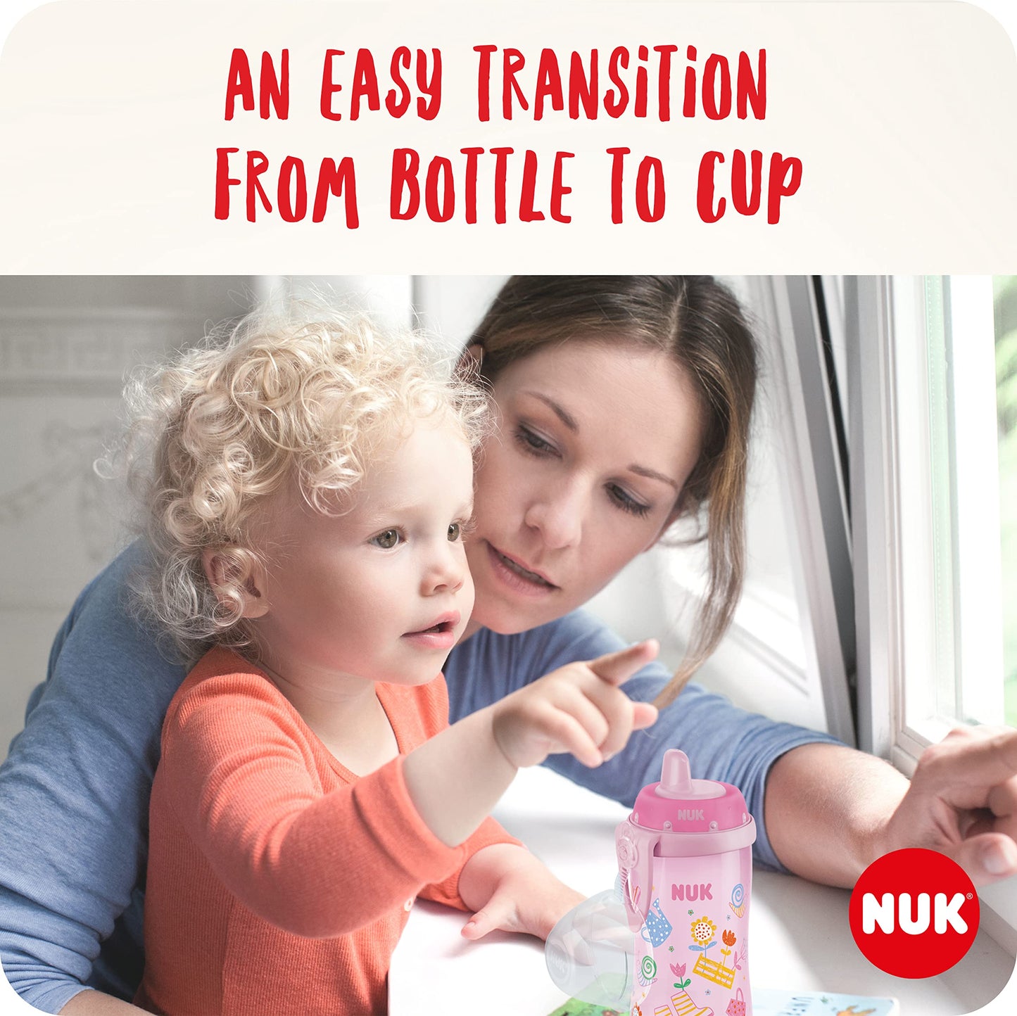 NUK Kiddy Cup Toddler Cup | 12+ Months | 300 ml | Leak-Proof Toughened Spout | Clip & Protective Cap | BPA-Free | Yellow
