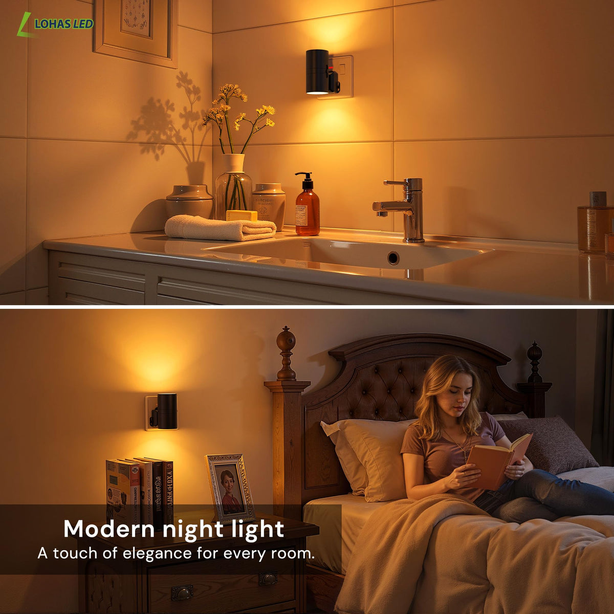 LOHAS-LED Plug in Night Light,Dimmable Nightlight 100LM,Dusk to Dawn Sensor
