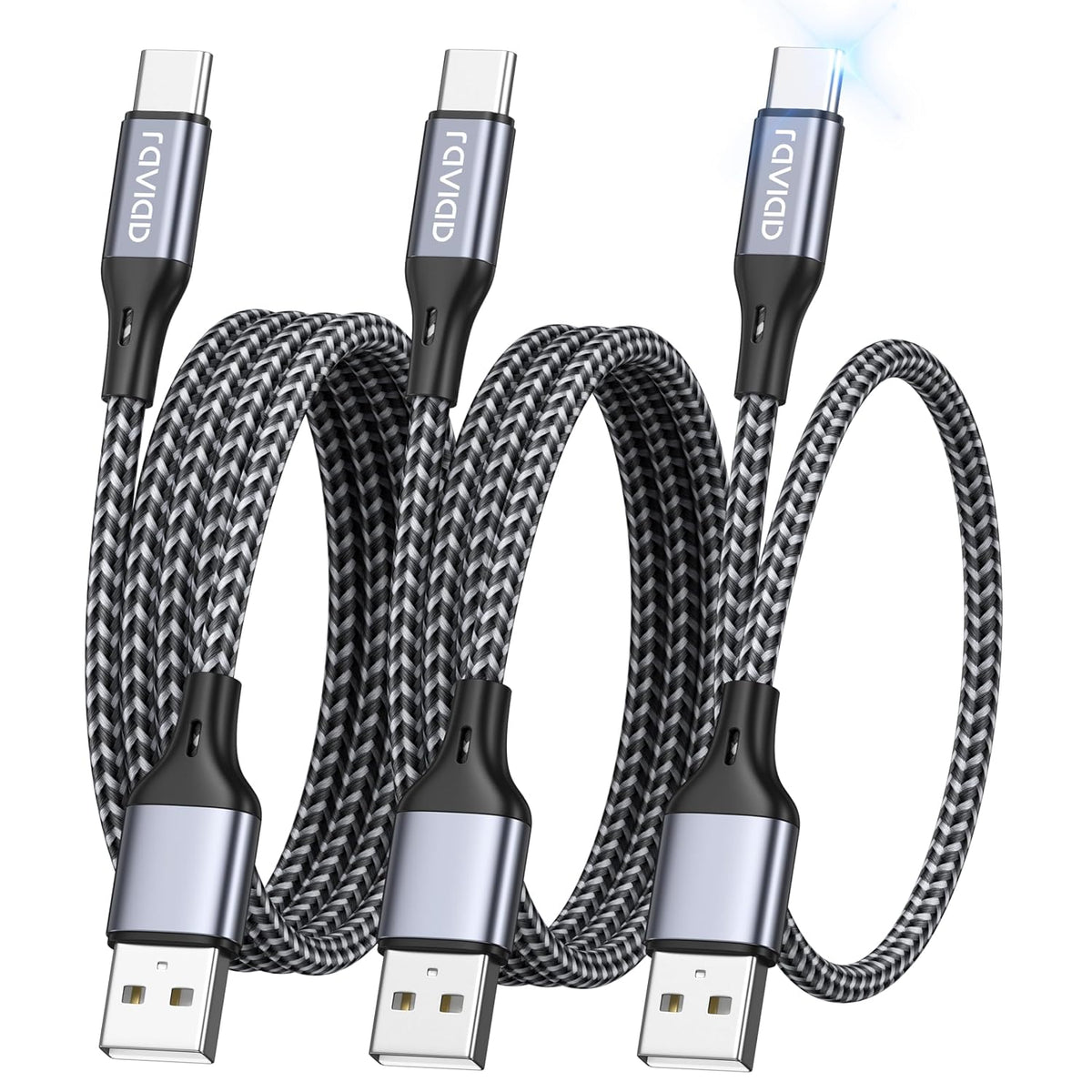 RAVIAD USB C Charger Cable [0.3M+1M+2M 3Pack]USB to USB C Cable Fast Charge