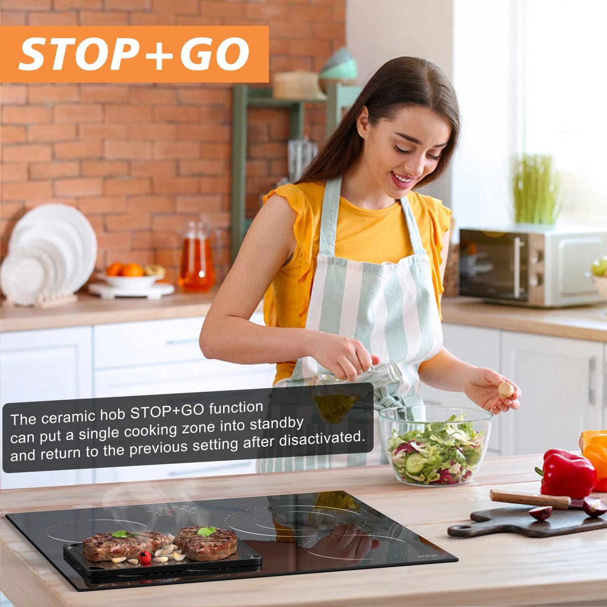 Hobsir Plug in Ceramic Hob, 2 Ring Electric Hob 60 cm