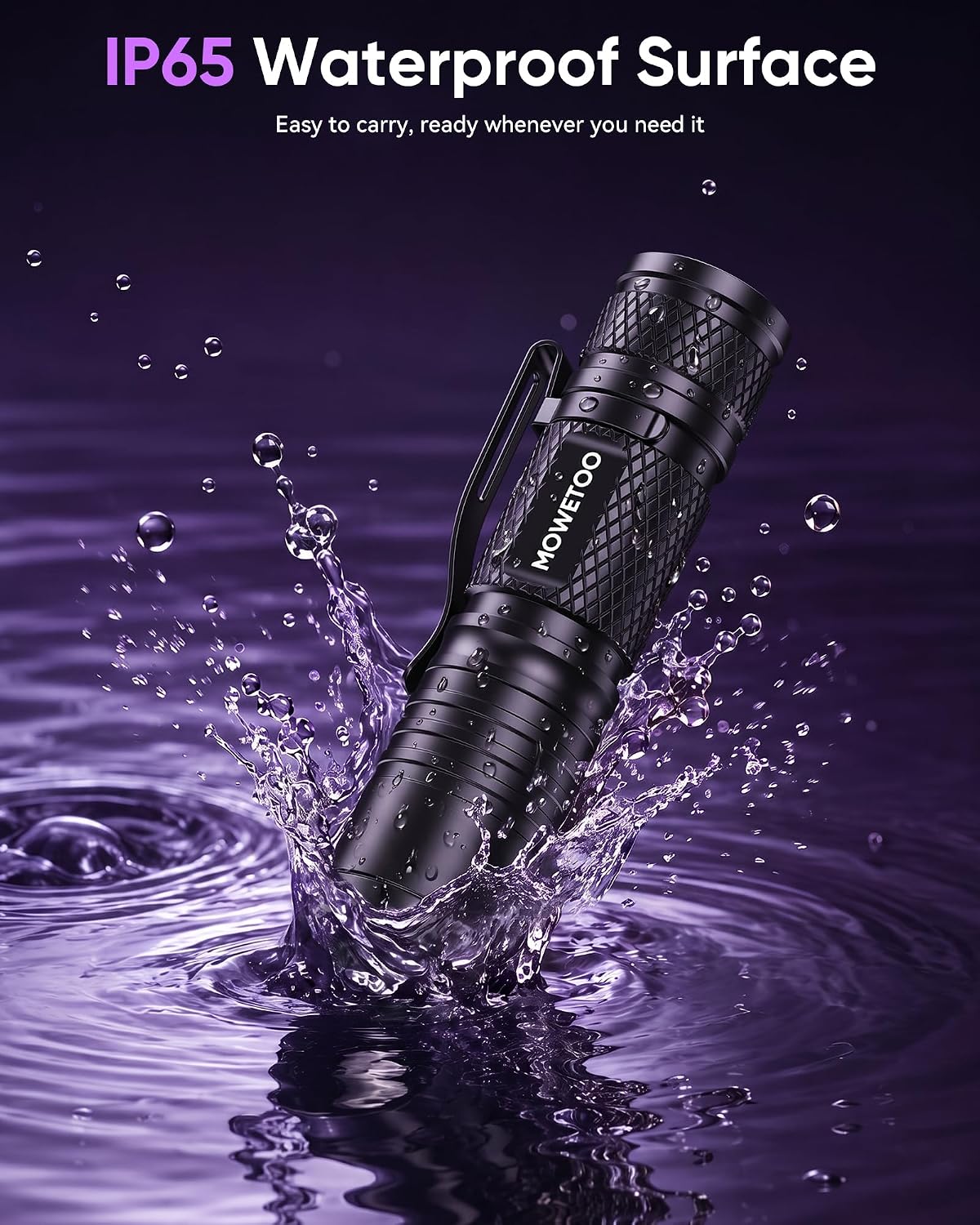 MOWETOO UV Torch Rechargeable, 395nm Zoomable LED Black Light Flashligt