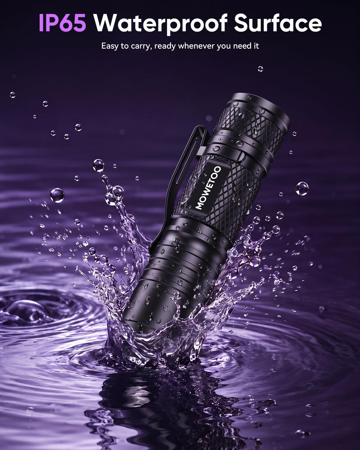 MOWETOO UV Torch Rechargeable, 395nm Zoomable LED Black Light Flashligt
