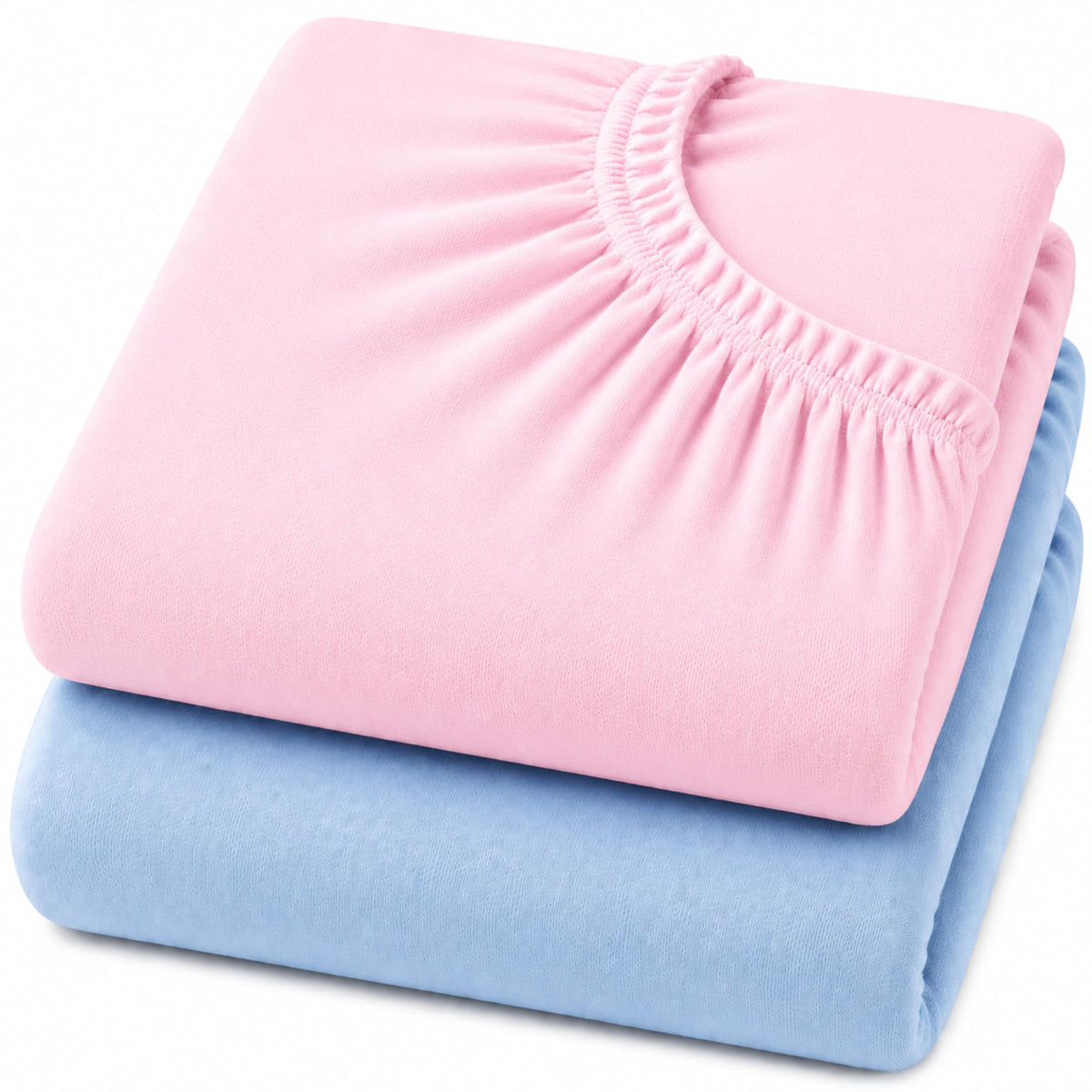 Dudu N Girlie Bedside Crib Sheets 85x51cm – Pink, 2 Pack, Soft Jersey Cotton Fitted Bedding for Co Sleeper & Baby Cribs