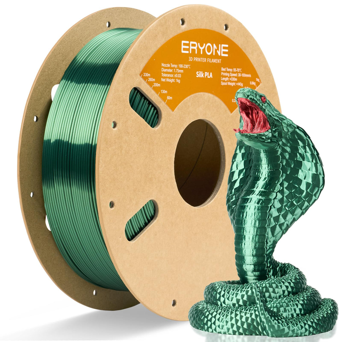 ERYONE Silk PLA Filament 1.75mm,3D Printer Filament PLA,Shiny Glossy PLA Filament,+/-0.03mm,1kg(2.2lbs)/Spool,Silk Liquid Gold