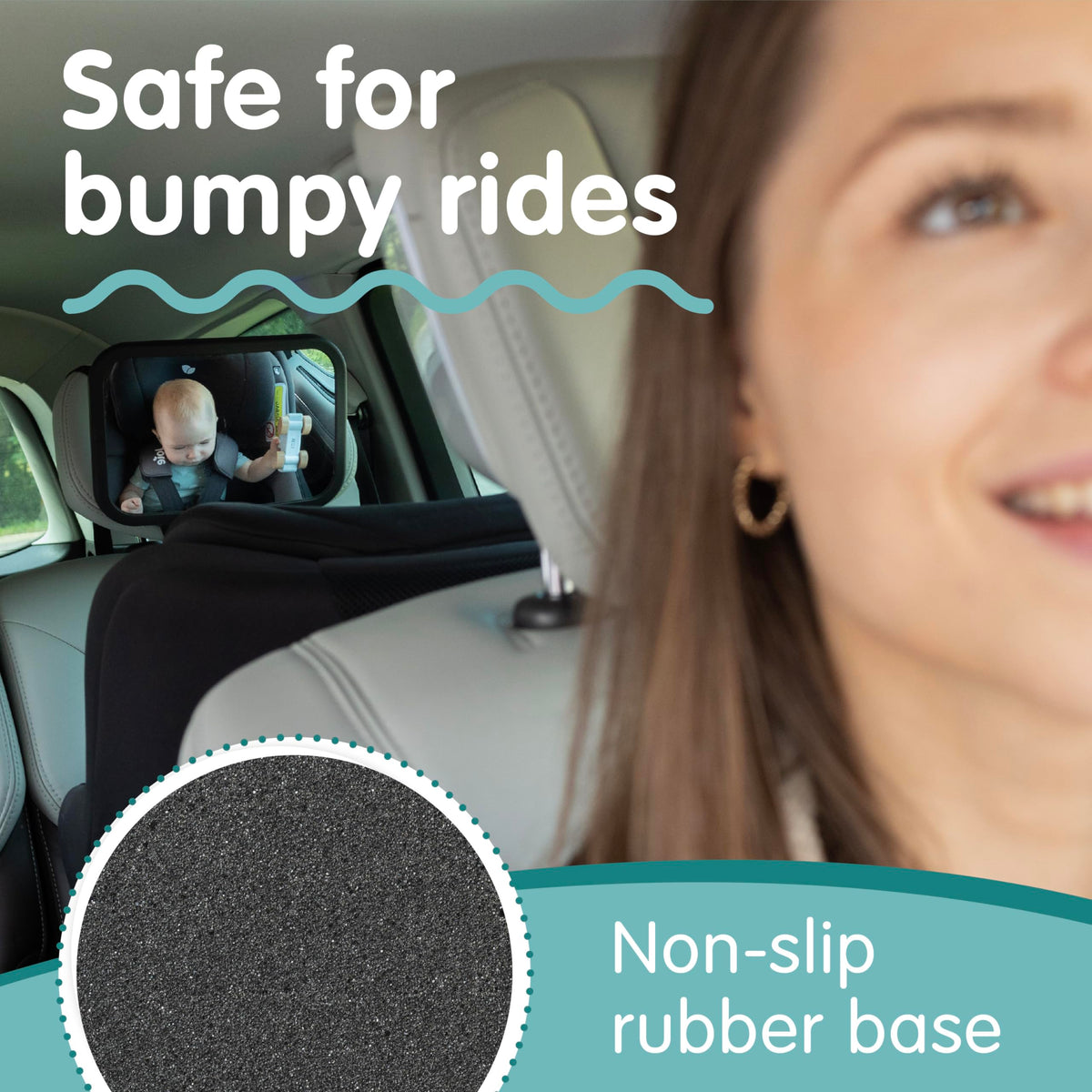 Onco Baby Car Mirror - Award-Winning, Shatterproof & Shakeproof [Black]