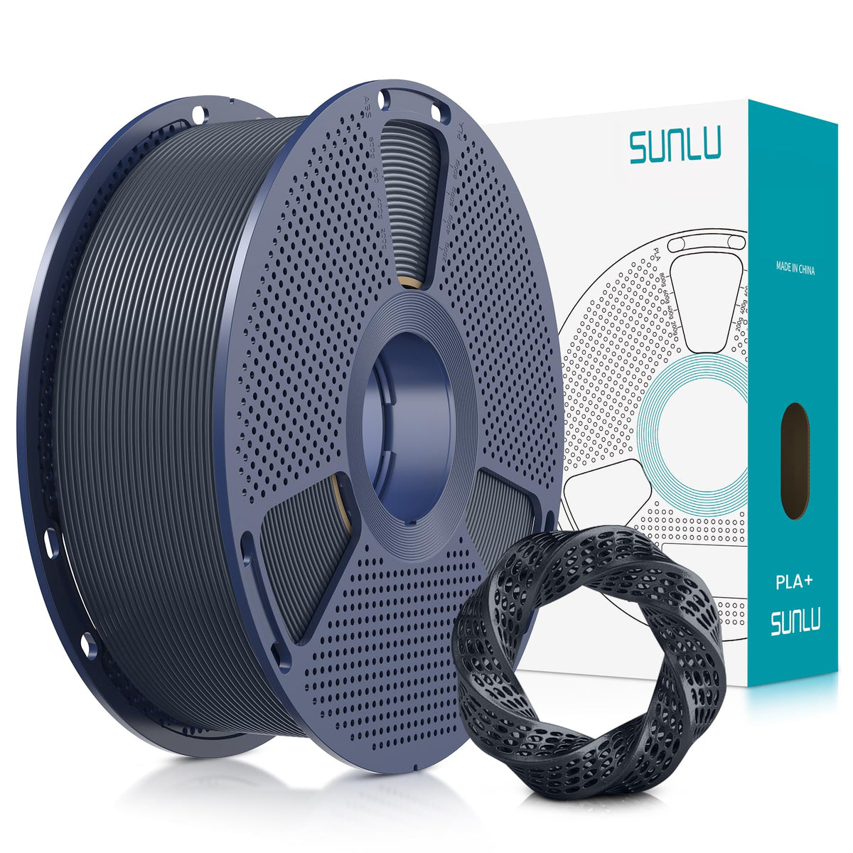 SUNLU PLA+ 3D Printer Filament, Tougher PLA Plus Filament 1.75mm, 1KG Black