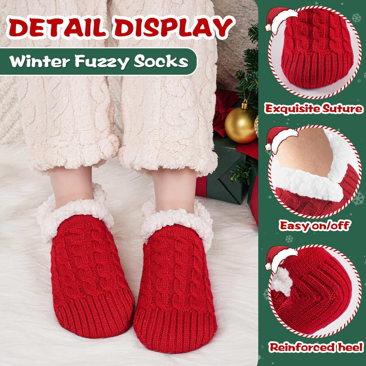 Niorasen Fluffy Slipper Socks Women Men, Winter Gift for Her, UK 4-9