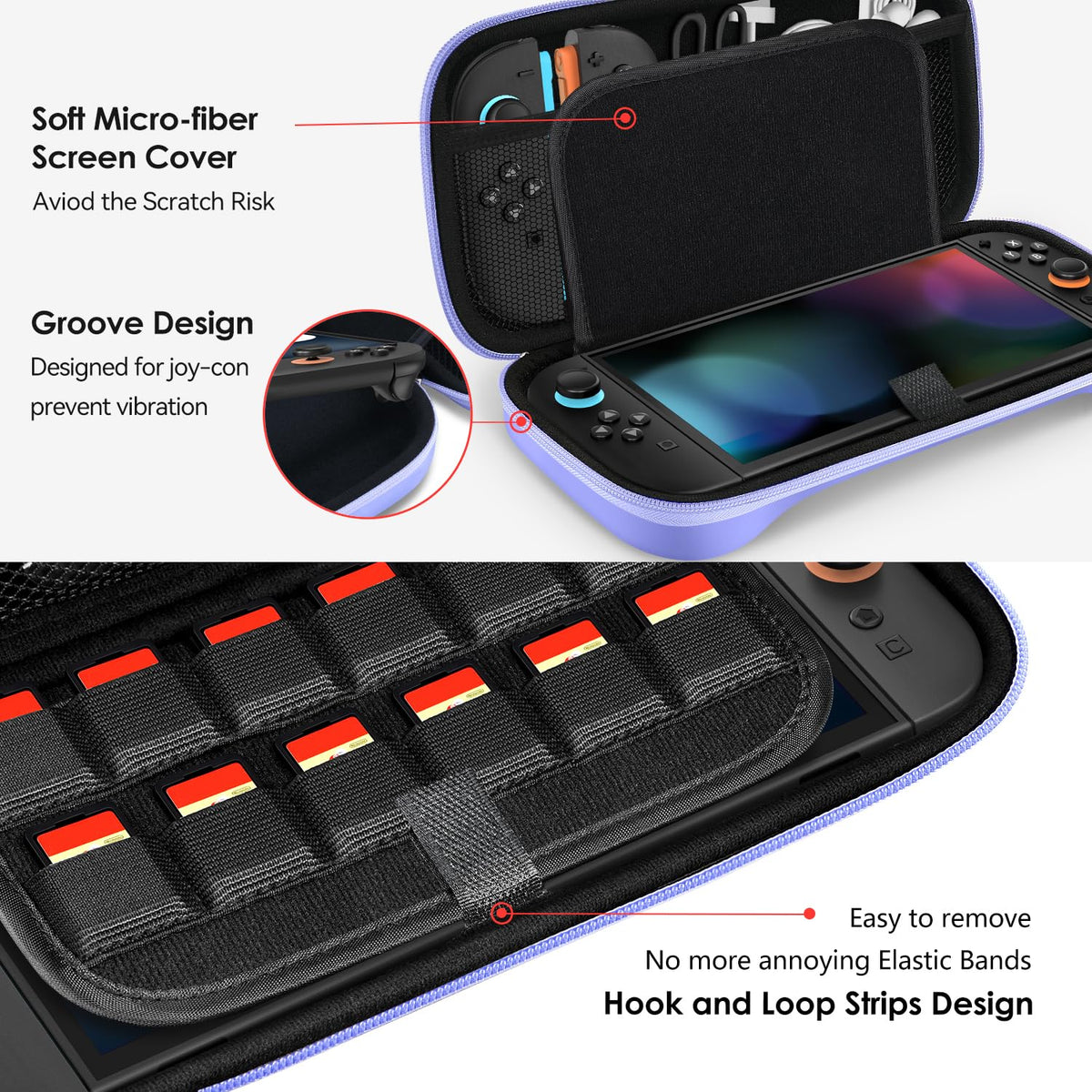 ivoler Carry Case for Nintendo Switch 2 (2025 Model) – Protective Portable Hard Shell Pouch Carrying Travel Game Bag for Nintendo Switch 2 Accessories Holds 12 Game Cartridge– Black
