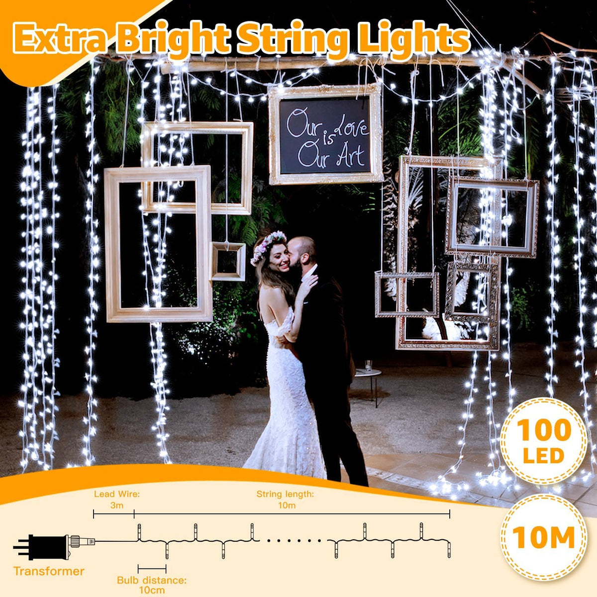 Ollny Fairy Lights Mains Powered 20m 200 LED Outdoor String Plug Remote