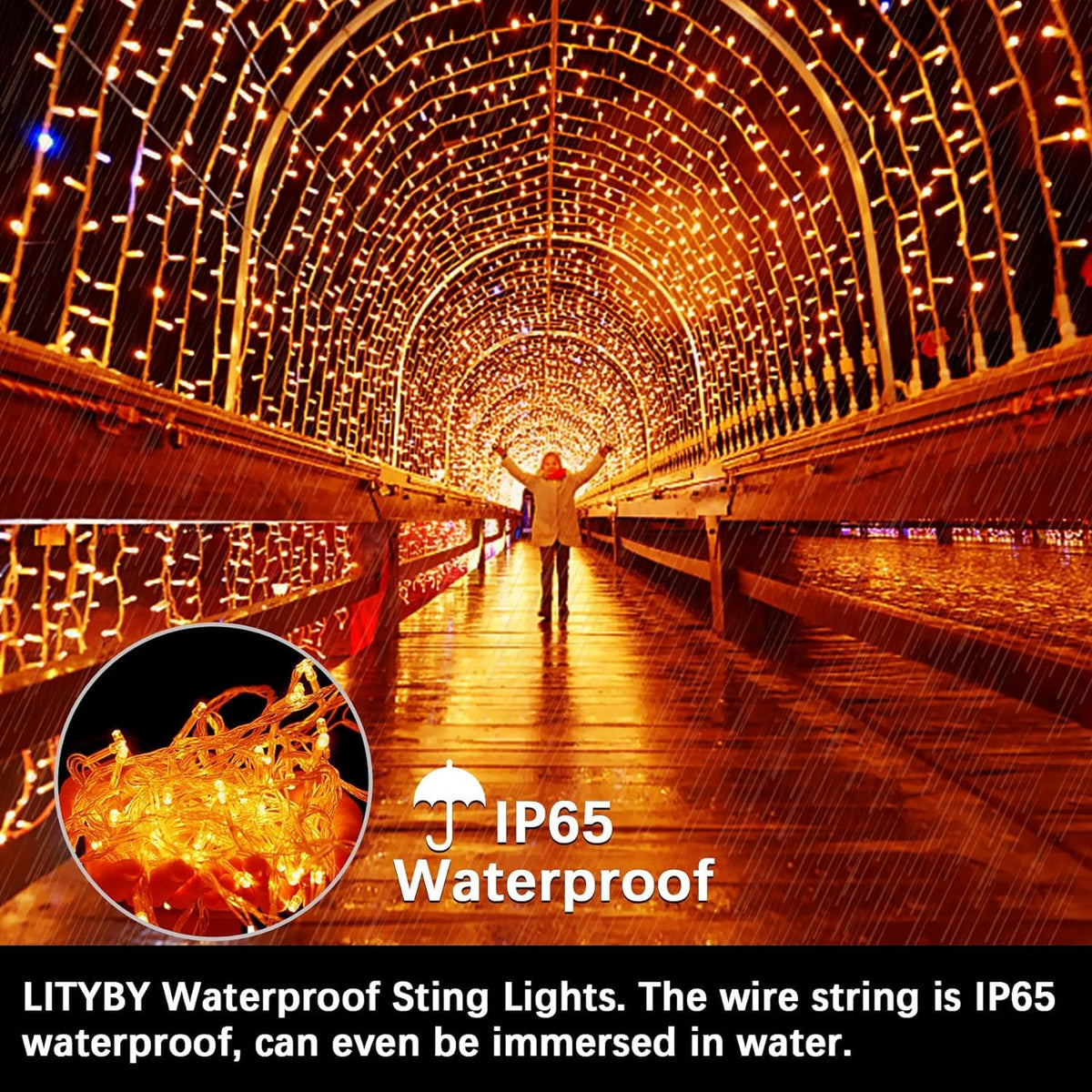 LITYBY Fairy Lights Plug in Waterproof,120LED String Lights Main Powered